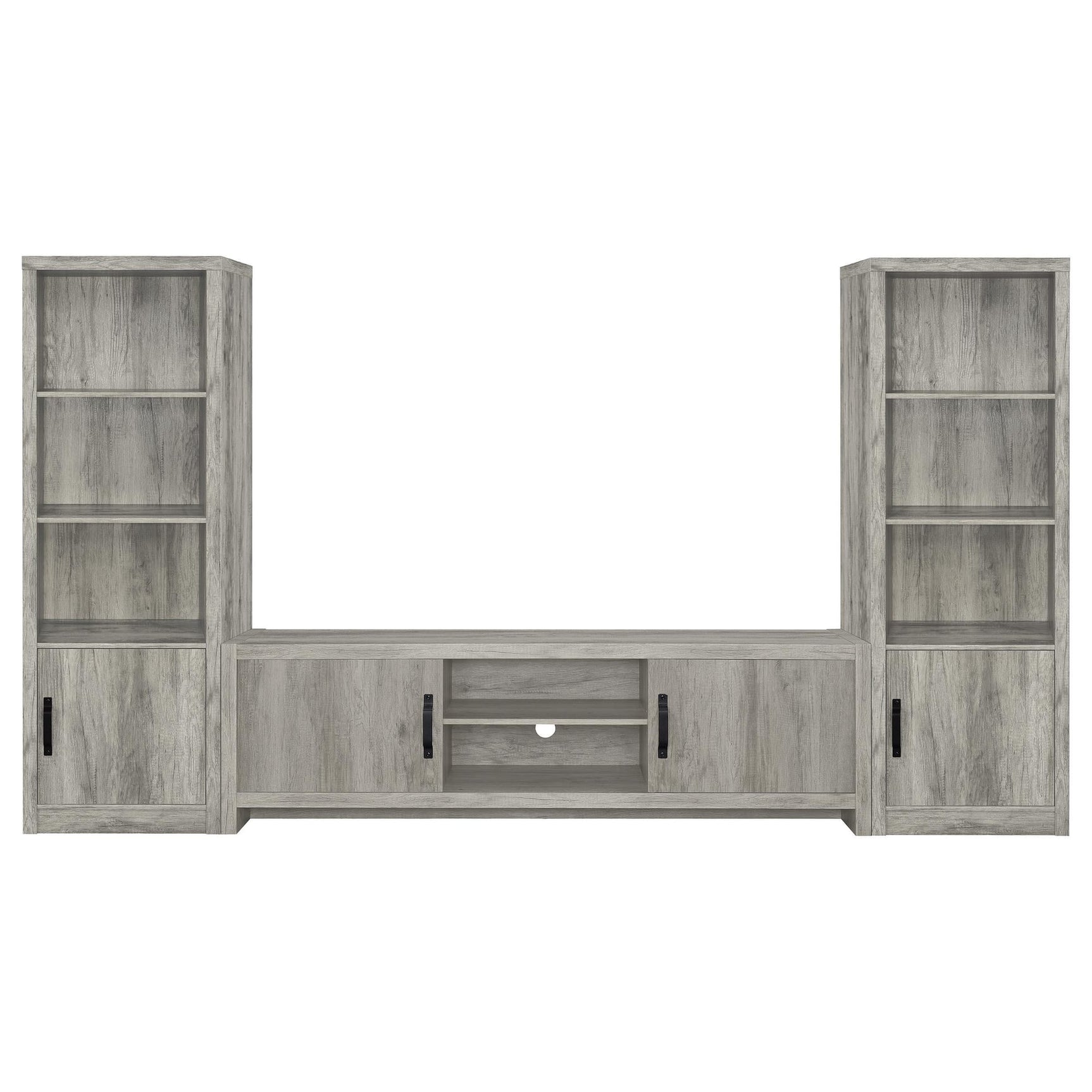 Burke 3-Piece TV Entertainment Center Fits 75-Inch TVs Grey Driftwood view 2