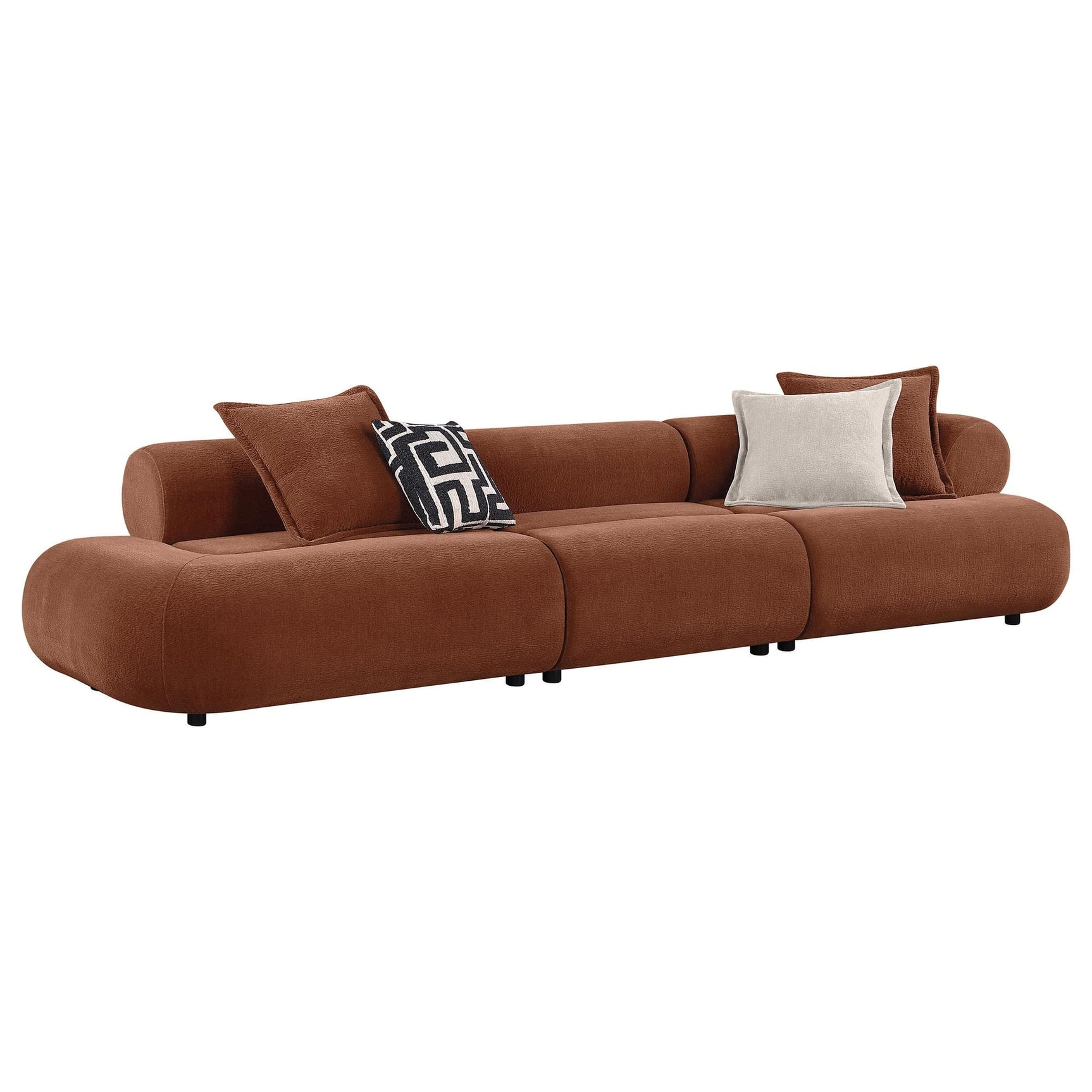 Byrne 143-inch Velvet Modular Bumper Sectional Sofa Rust from Ella Furniture