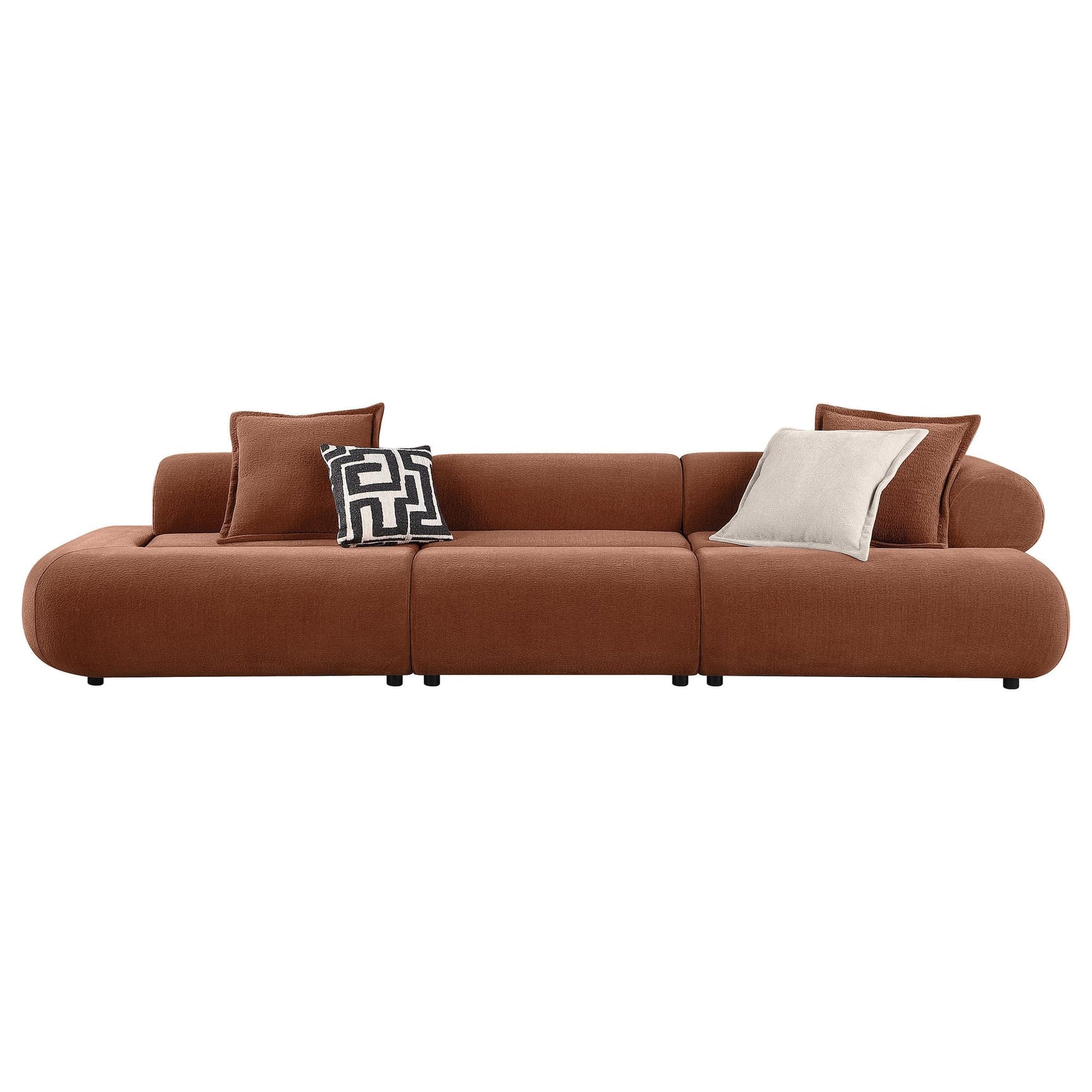 Byrne 143-inch Velvet Modular Bumper Sectional Sofa Rust view 2