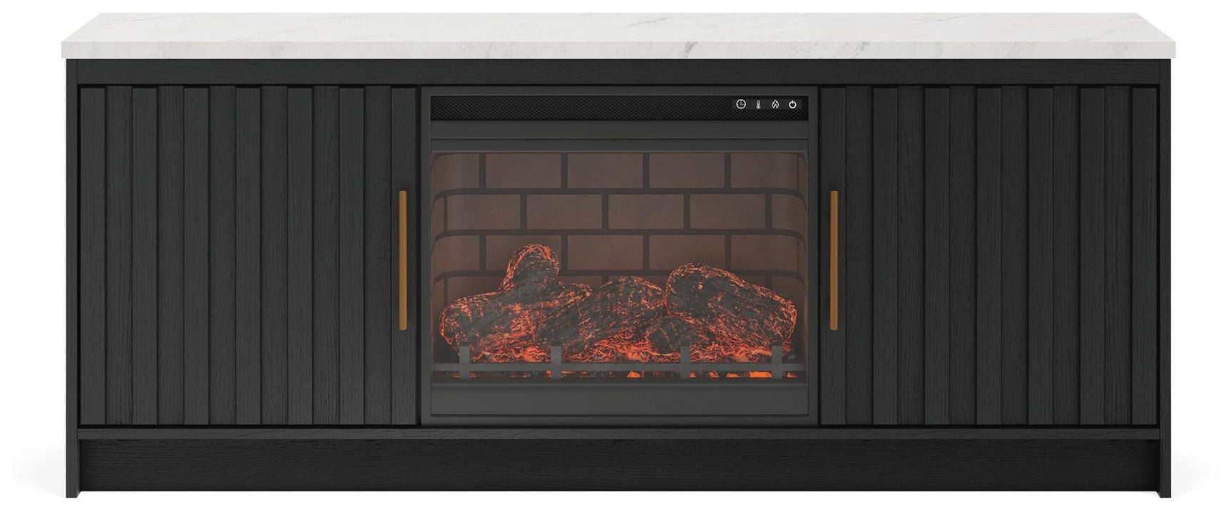 Cadmori Black/White 63" TV Stand with Electric Fireplace view 4