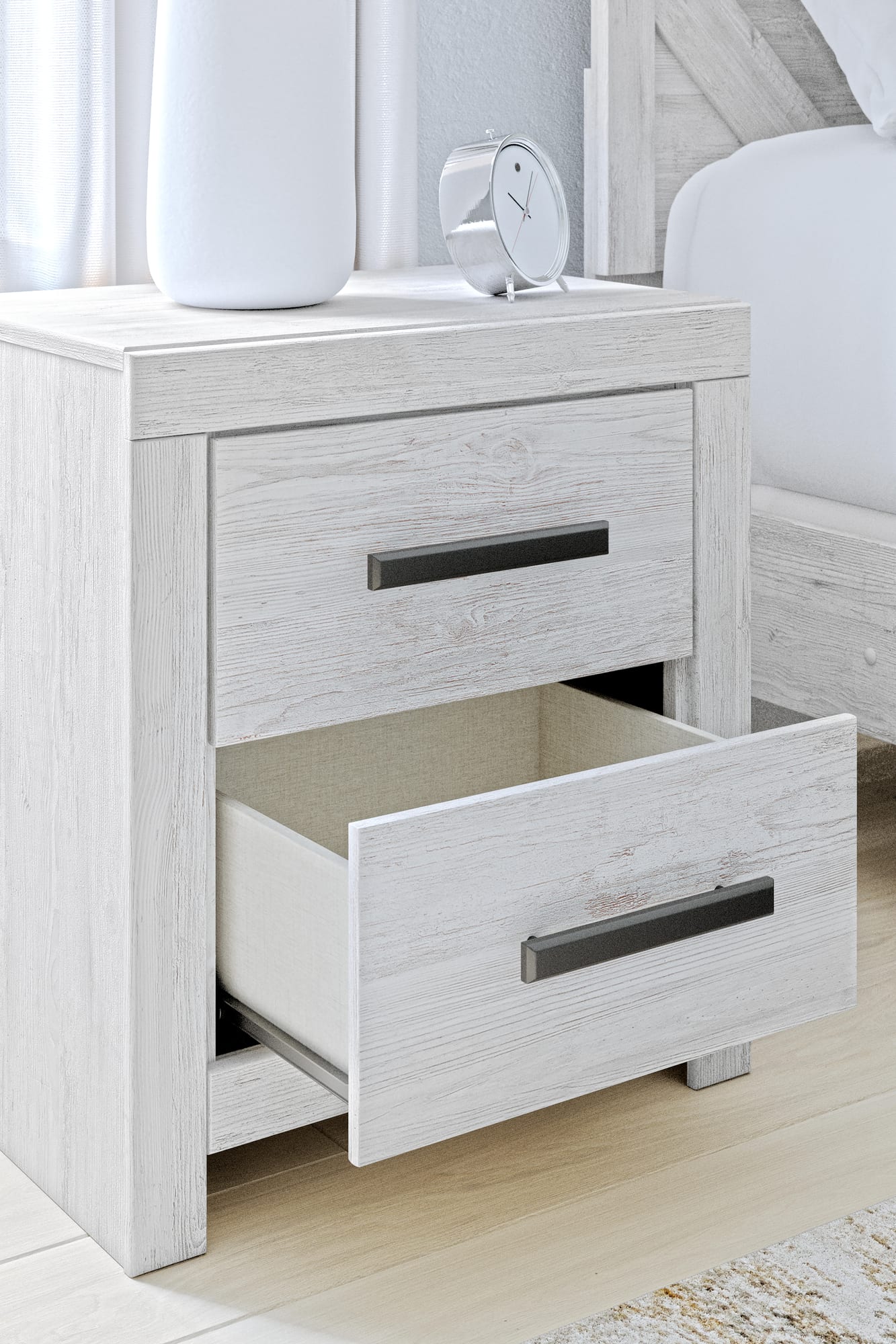 Cayboni Whitewash Panel Bedroom Set detail view