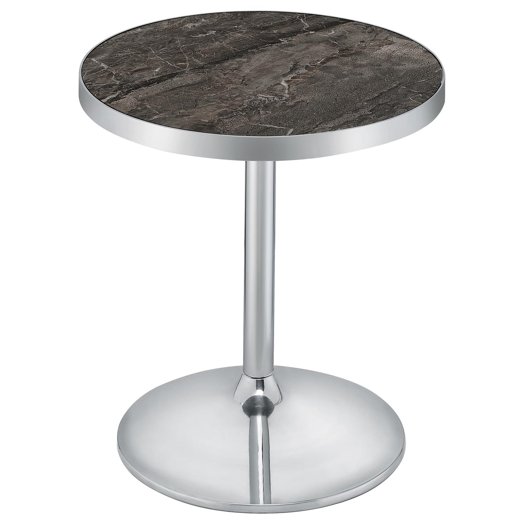Cazen Round Faux Marble Top Pedestal Side Table Grey view 4
