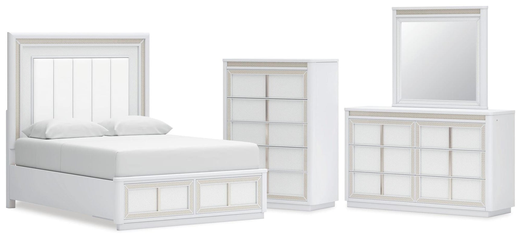 Chalanna White Upholstered Storage Bedroom Set view 8