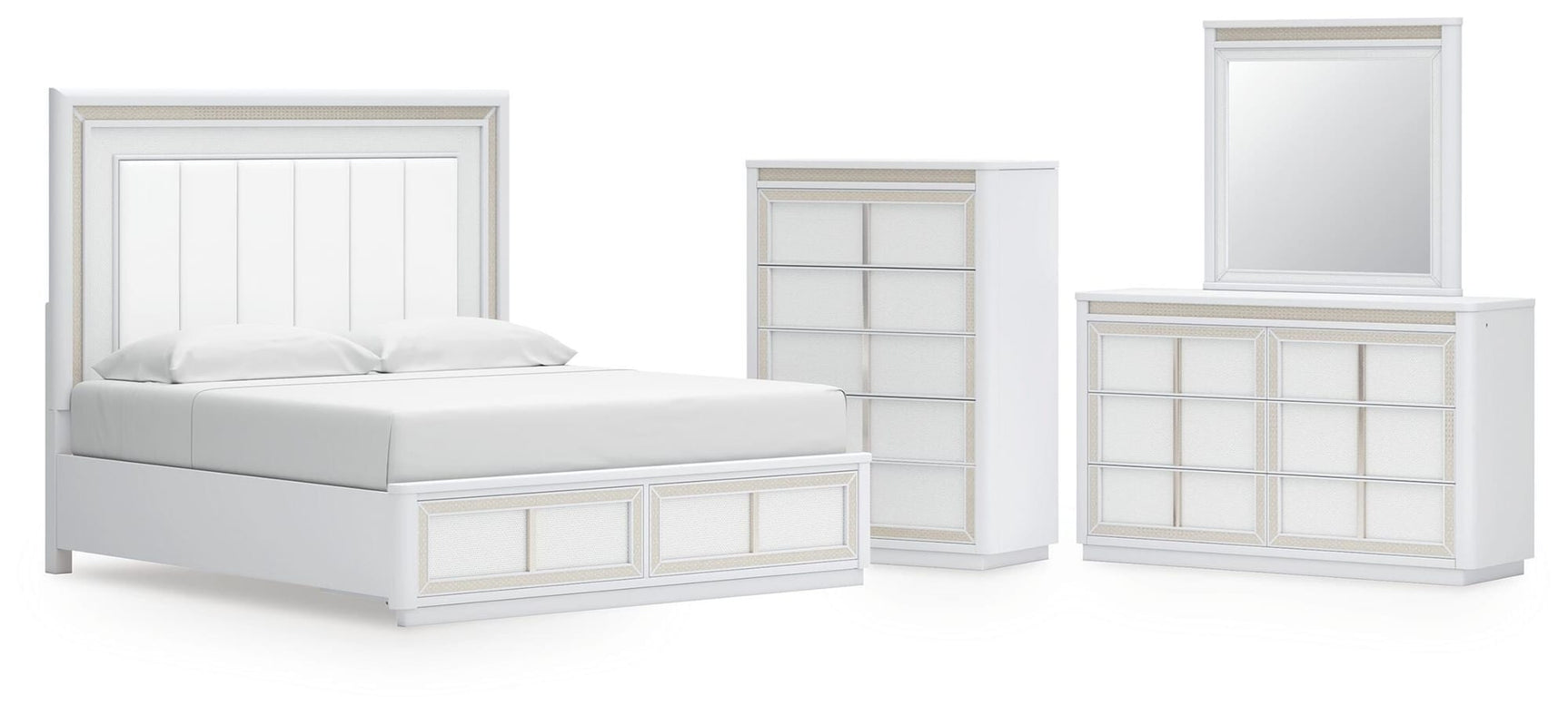 Chalanna White Upholstered Storage Bedroom Set view 30