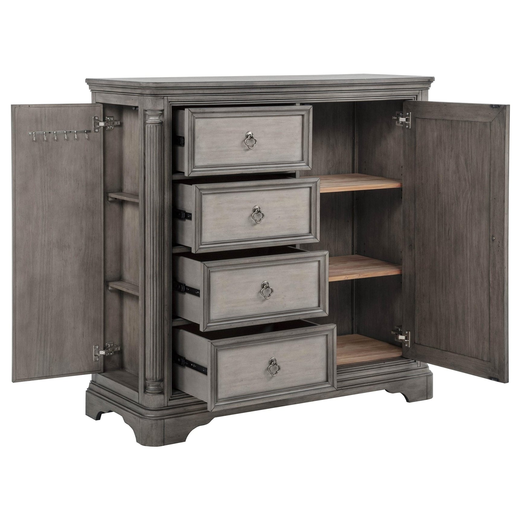Cresswell 4-drawer Door Chest with Hidden Storage Weathered Taupe view 2