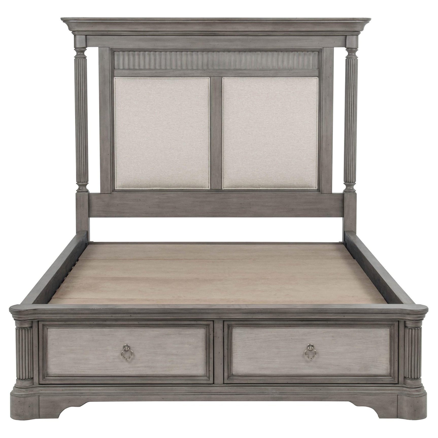 Cresswell Eastern King Upholstered Storage Platform Bed Weathered Taupe view 6