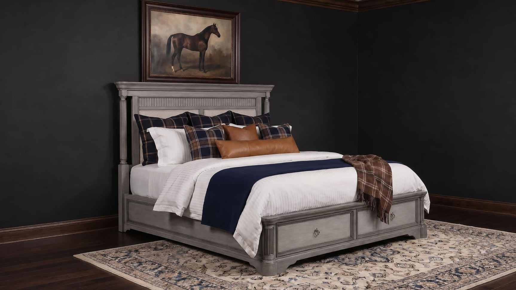 Cresswell Queen Upholstered Storage Platform Bed Weathered Taupe view 2
