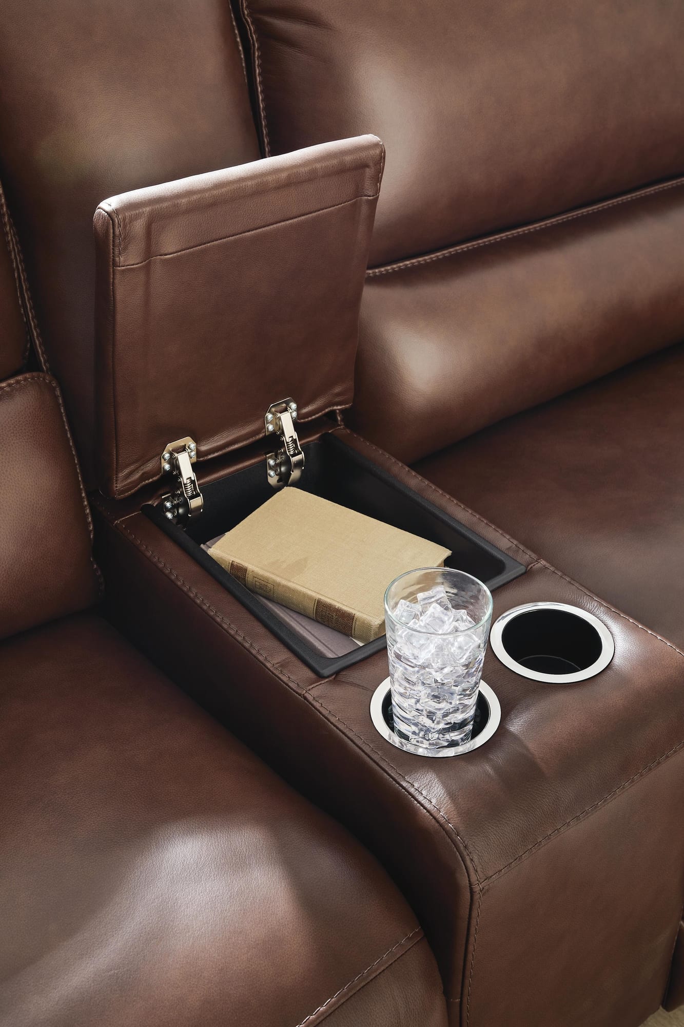 DeepWakes Canyon Leather 5-Piece Reclining Sectional with Storage Consoles view 2