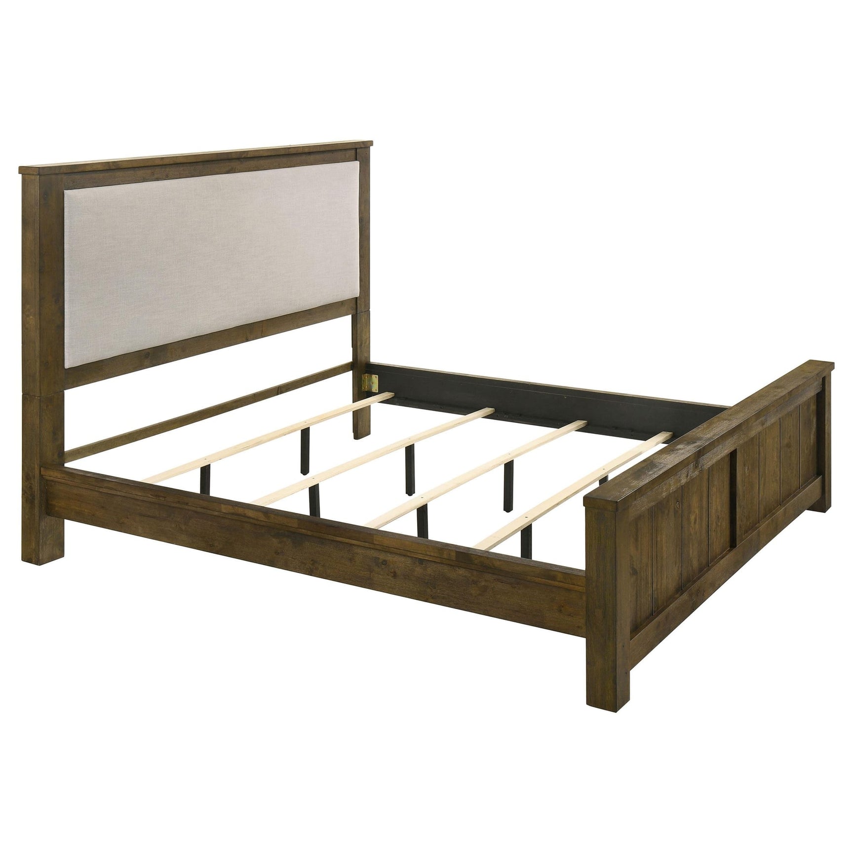 Doherty Eastern King Linen Upholstered Panel Bed Rustic Brown from Ella Furniture