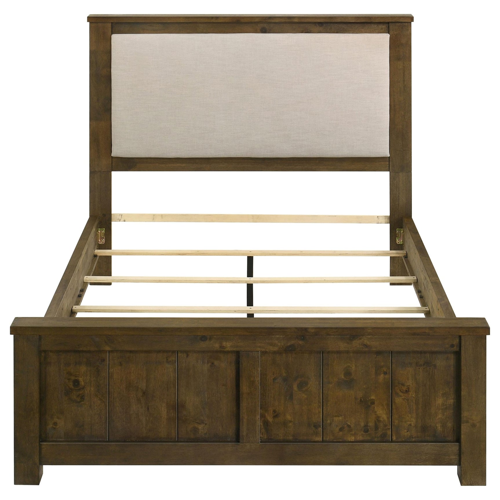 Doherty Queen Linen Upholstered Panel Bed Rustic Brown view 3