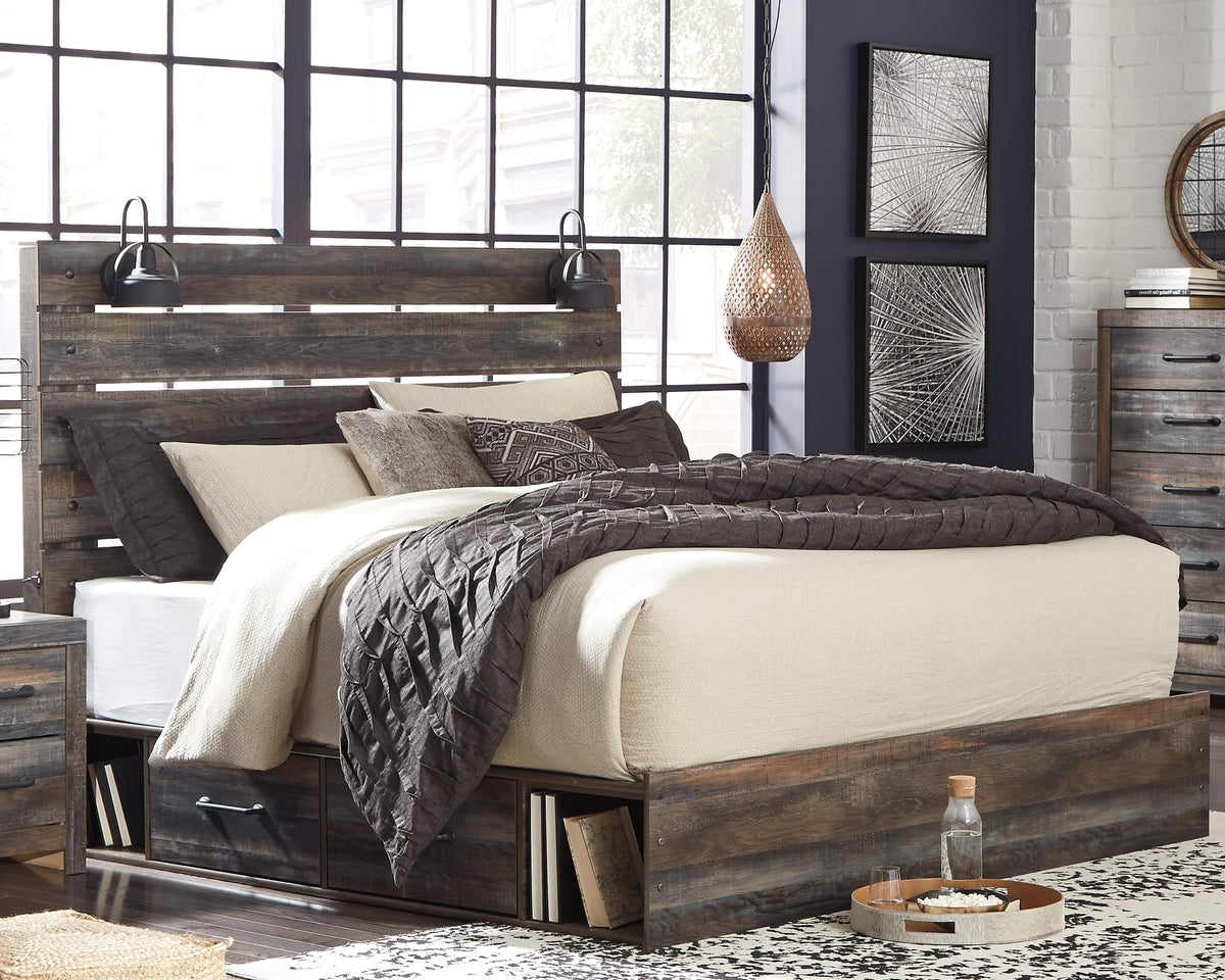 Drystan Multi Panel 2 Storage Bedroom Set King 3: Bed, Dresser, Mirror from Ella Furniture