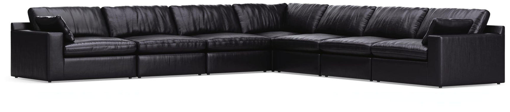 Emilia Black Leather 7-Piece Sectional view 2