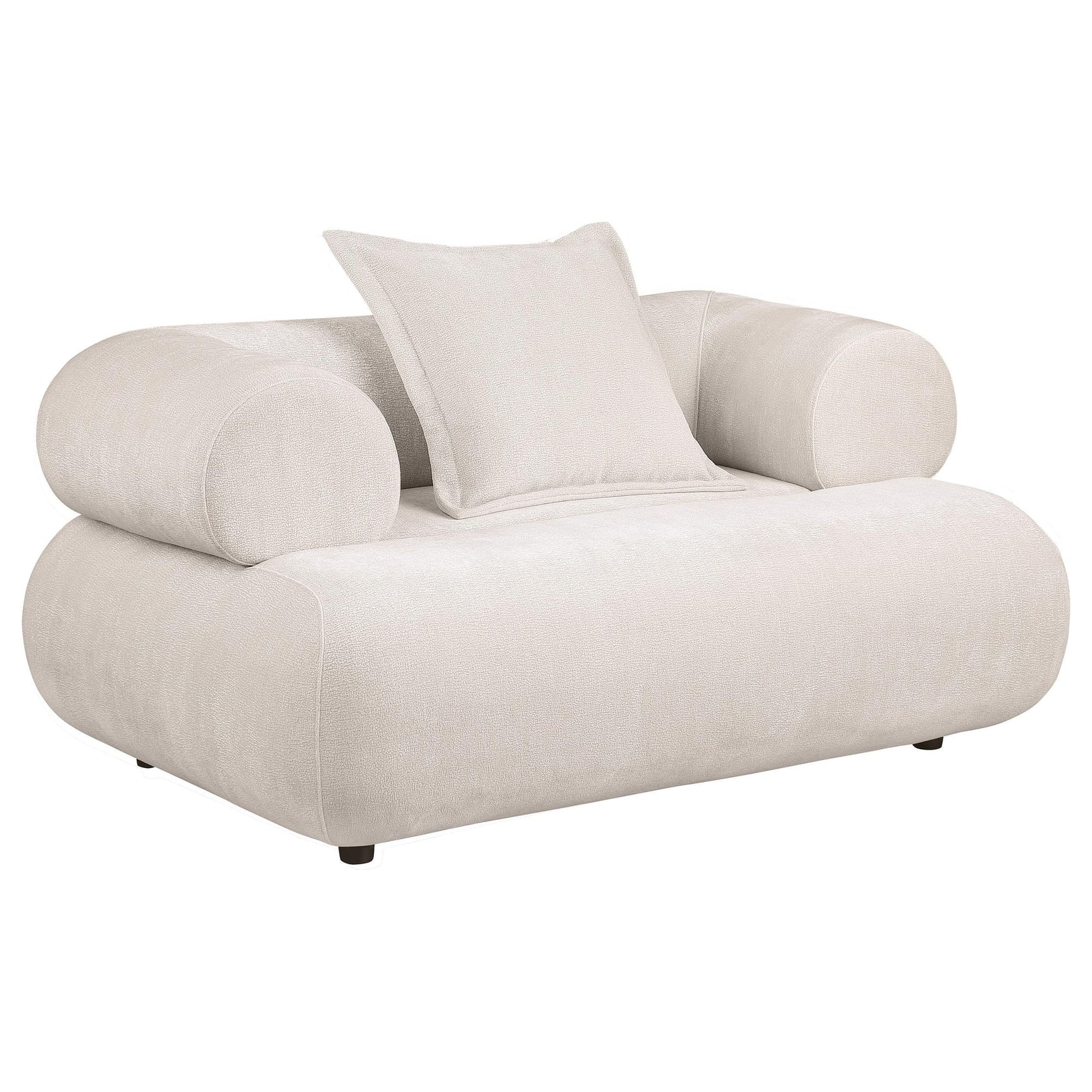 Eskola Chenille Accent Chair with Rounded Shelter Arms Ivory from Ella Furniture