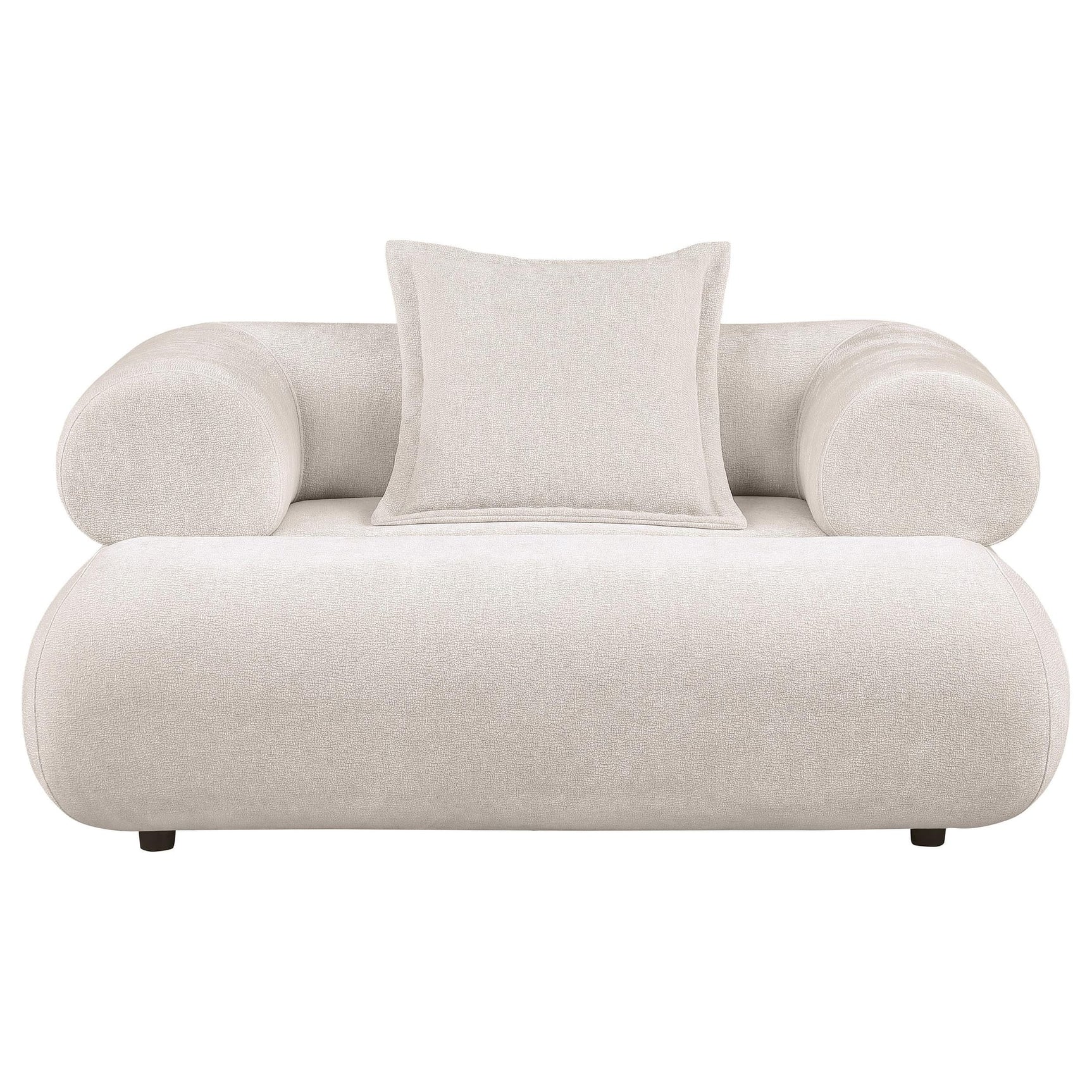 Eskola Chenille Accent Chair with Rounded Shelter Arms Ivory view 2