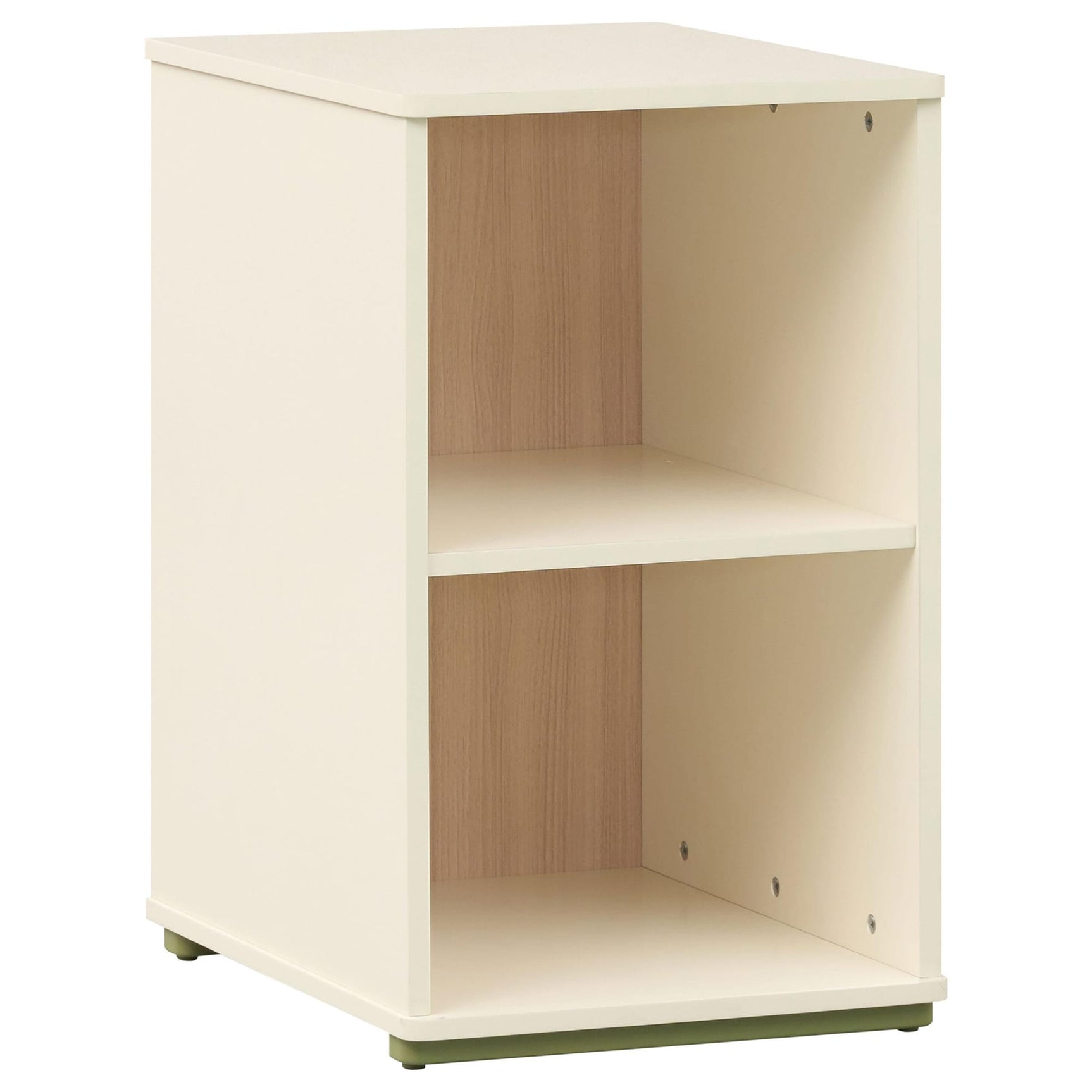 Evren 2-cubby Vertical Bookcase with Natural Interior Off White from Ella Furniture