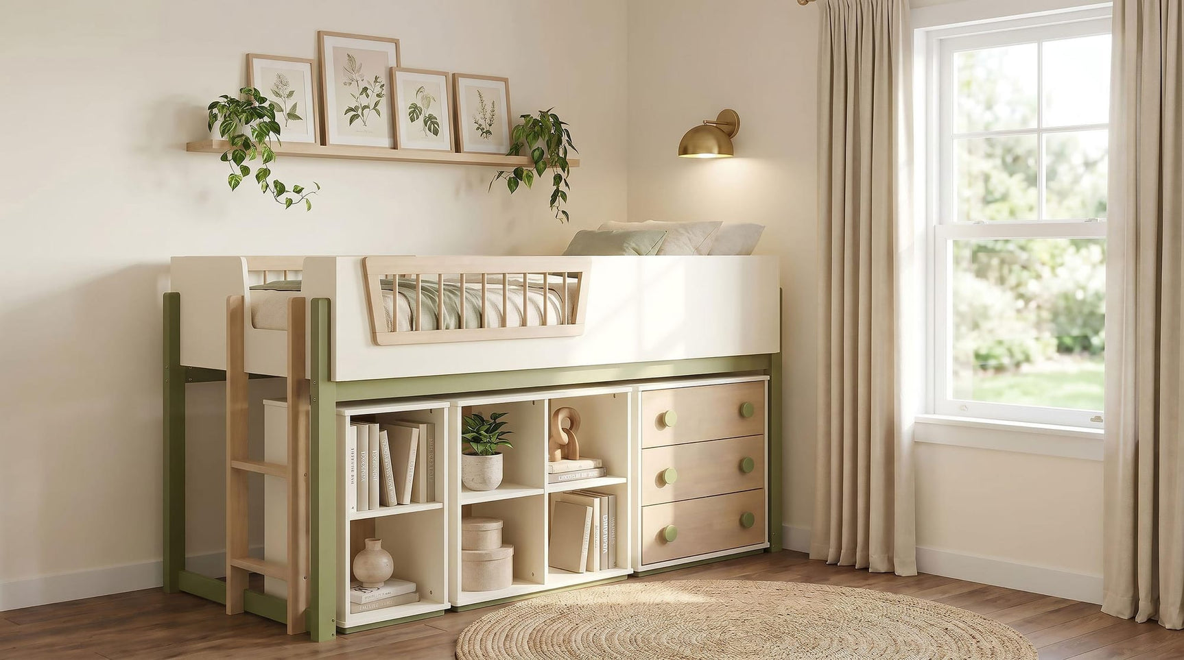 Evren 4-cubby Horizontal Bookcase with Natural Interior Off White view 13