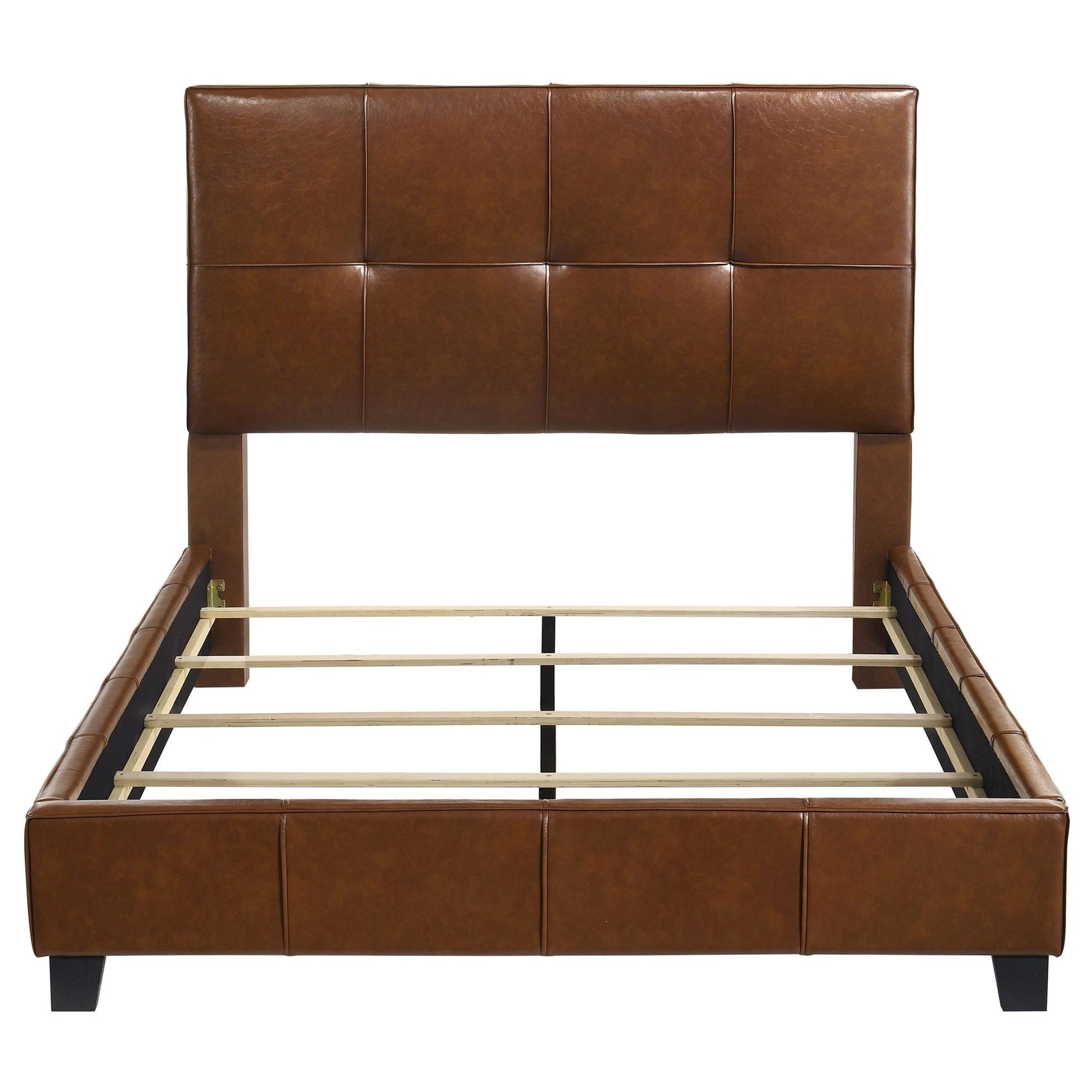 Farrell Queen Leatherette Upholstered Panel Bed Brown view 3