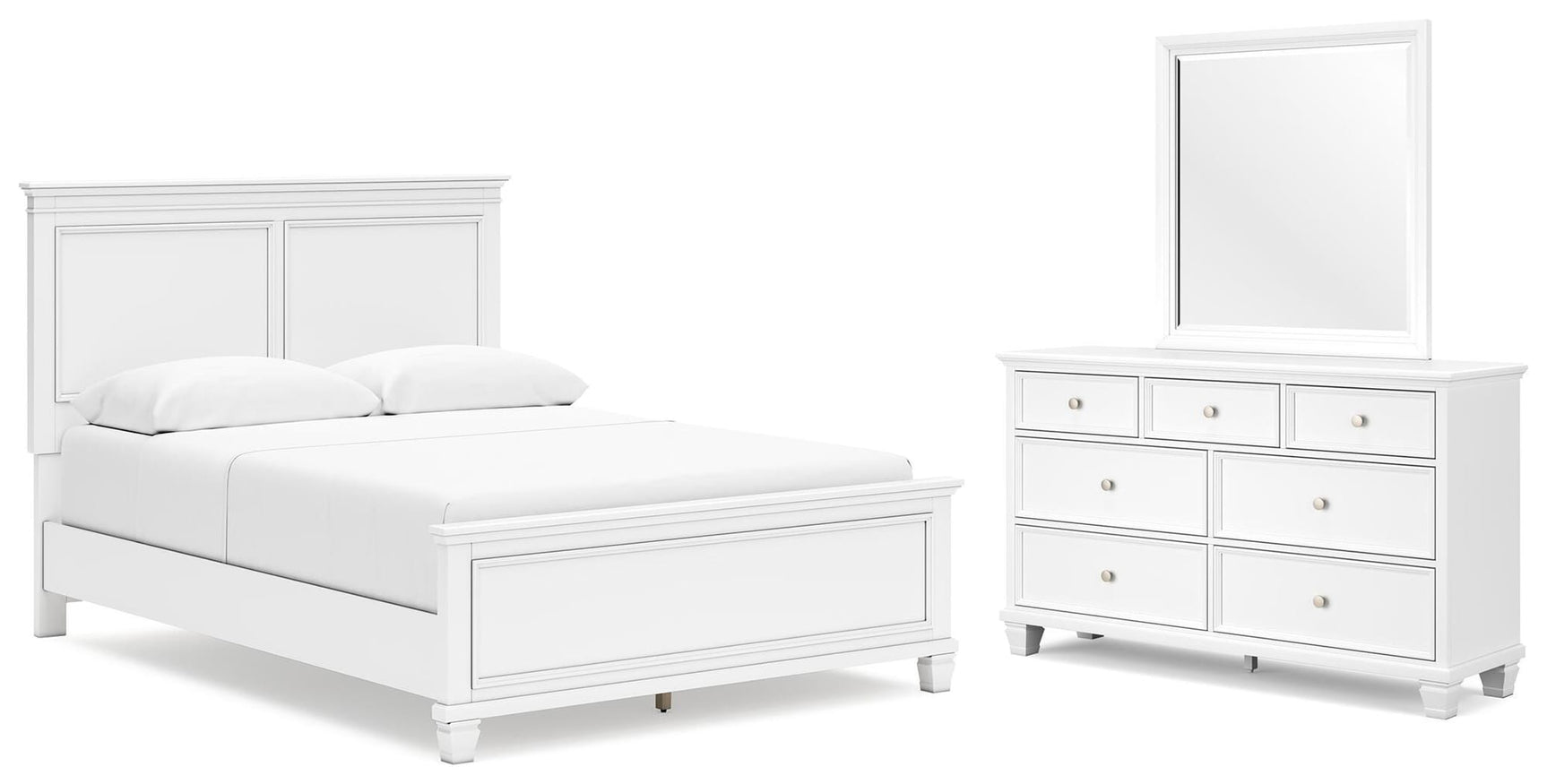 Fortman White Panel Bedroom Set Queen 3: Bed, Dresser, Mirror from Ella Furniture