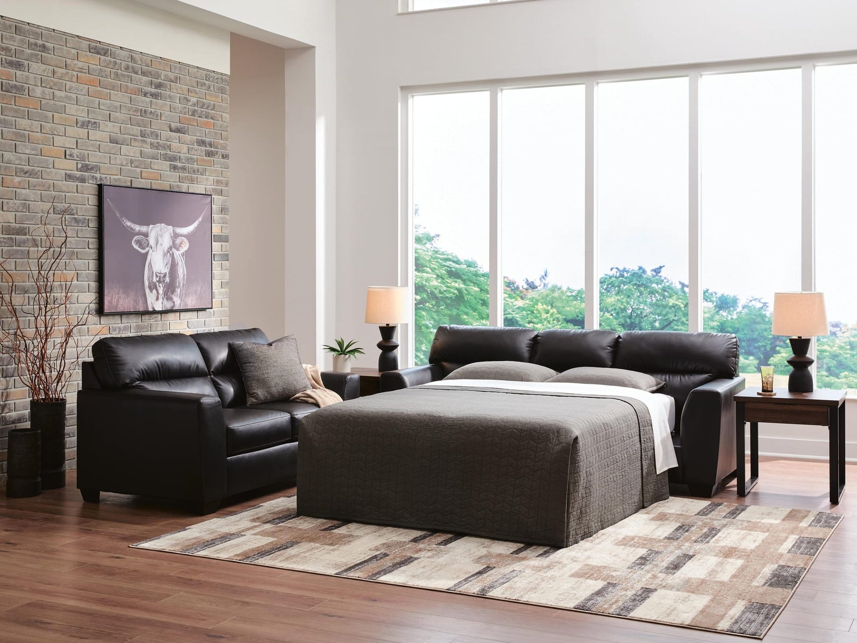 Glennbre Midnight Faux Leather Queen Sofa Sleeper from Ella Furniture