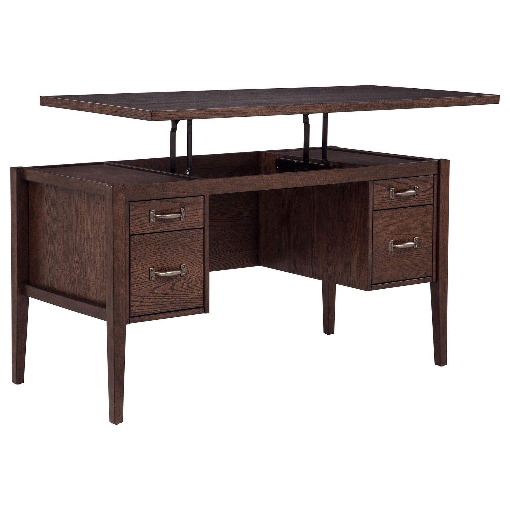 Graham 54-inch 4-drawer Double Pedestal Lift Top Computer Desk Chocolate from Ella Furniture