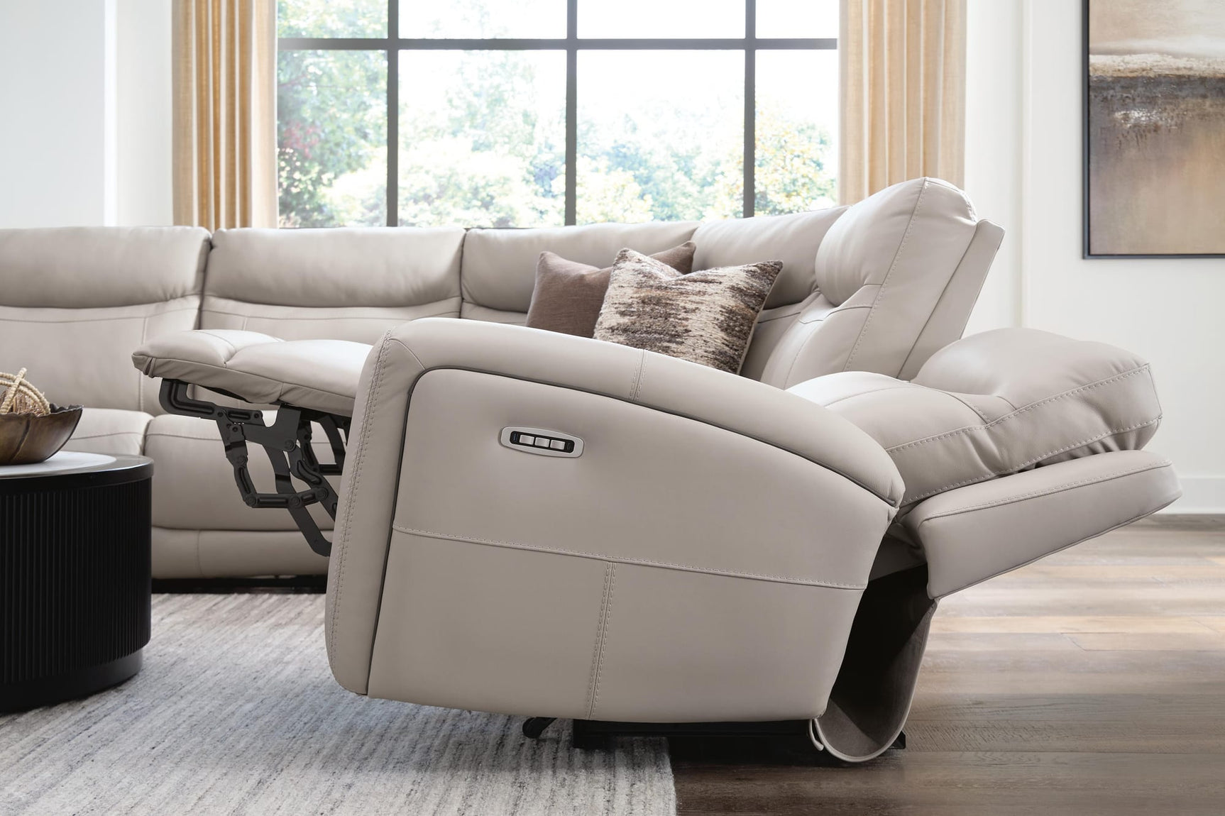 Gravier Gray 6-Piece Power Reclining Sectional with Storage Console from Ella Furniture