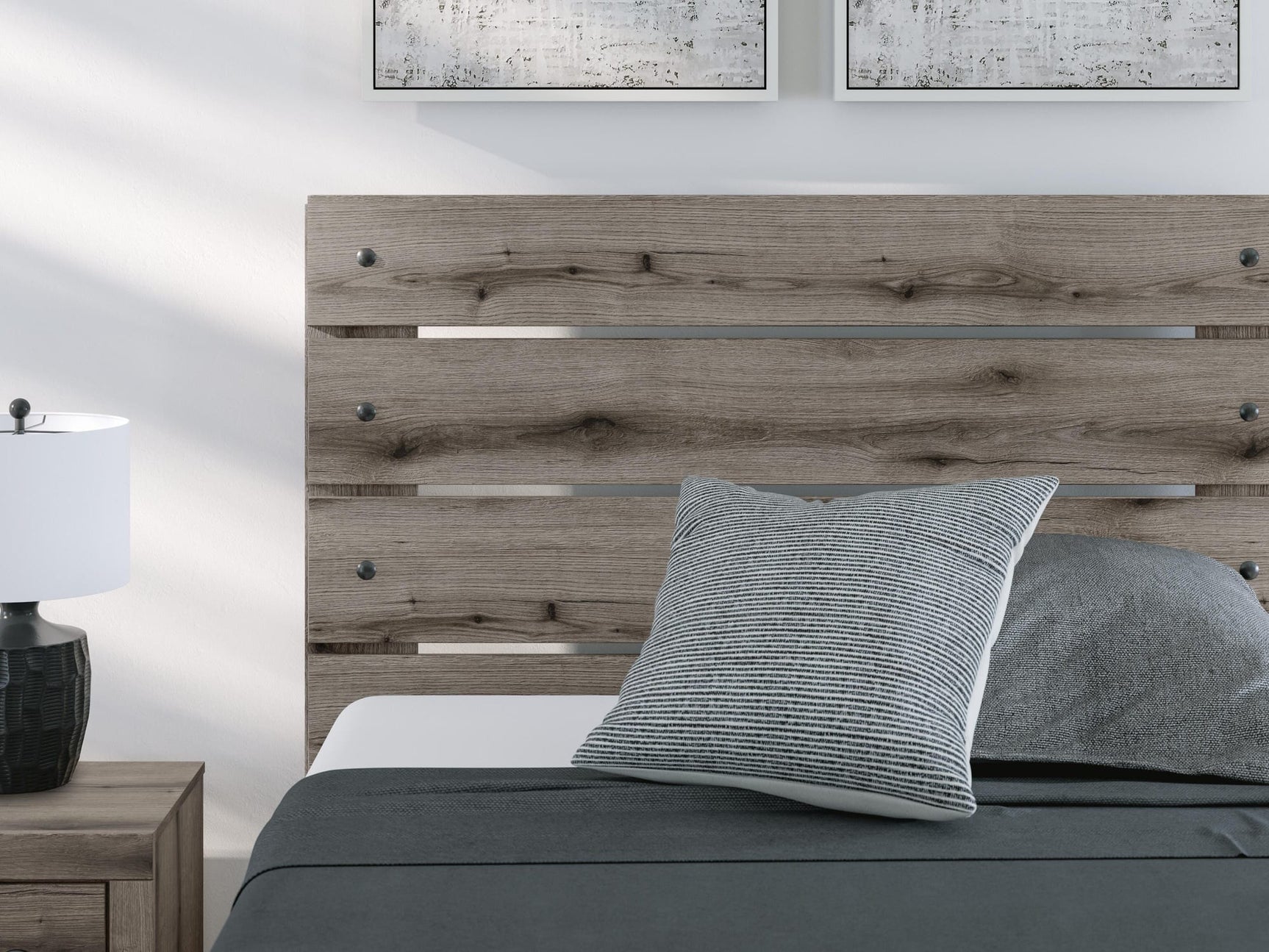 Graystorm Brown Gray Panel Bedroom Set Full 3: Bed, Dresser, Mirror from Ella Furniture