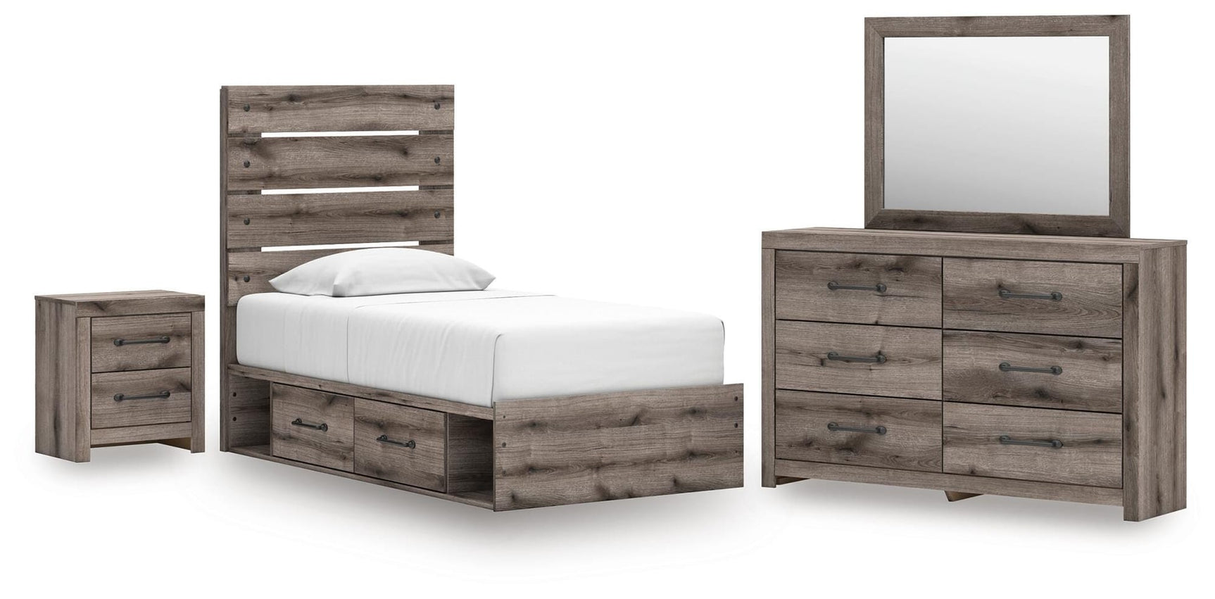 Graystorm Brown Gray Panel Storage Bedroom Set 2 view 2