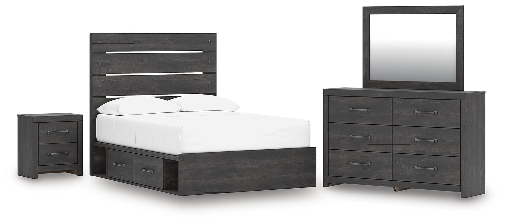 Hollivern Dark Gray Panel Storage Bedroom Set 2 from Ella Furniture