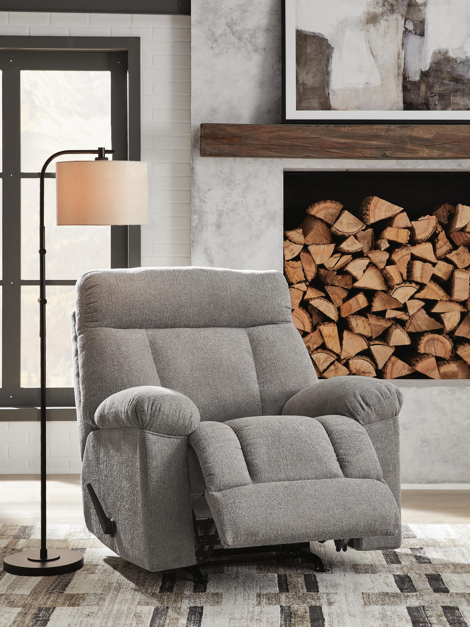 Hoyne Park Smoke Performance Fabric,Next-Gen Nuvella™,Chenille Recliner view 7