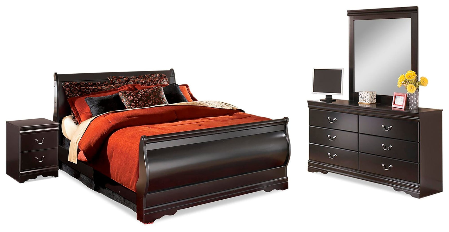 Huey Black Vineyard Sleigh Bedroom Set from Ella Furniture