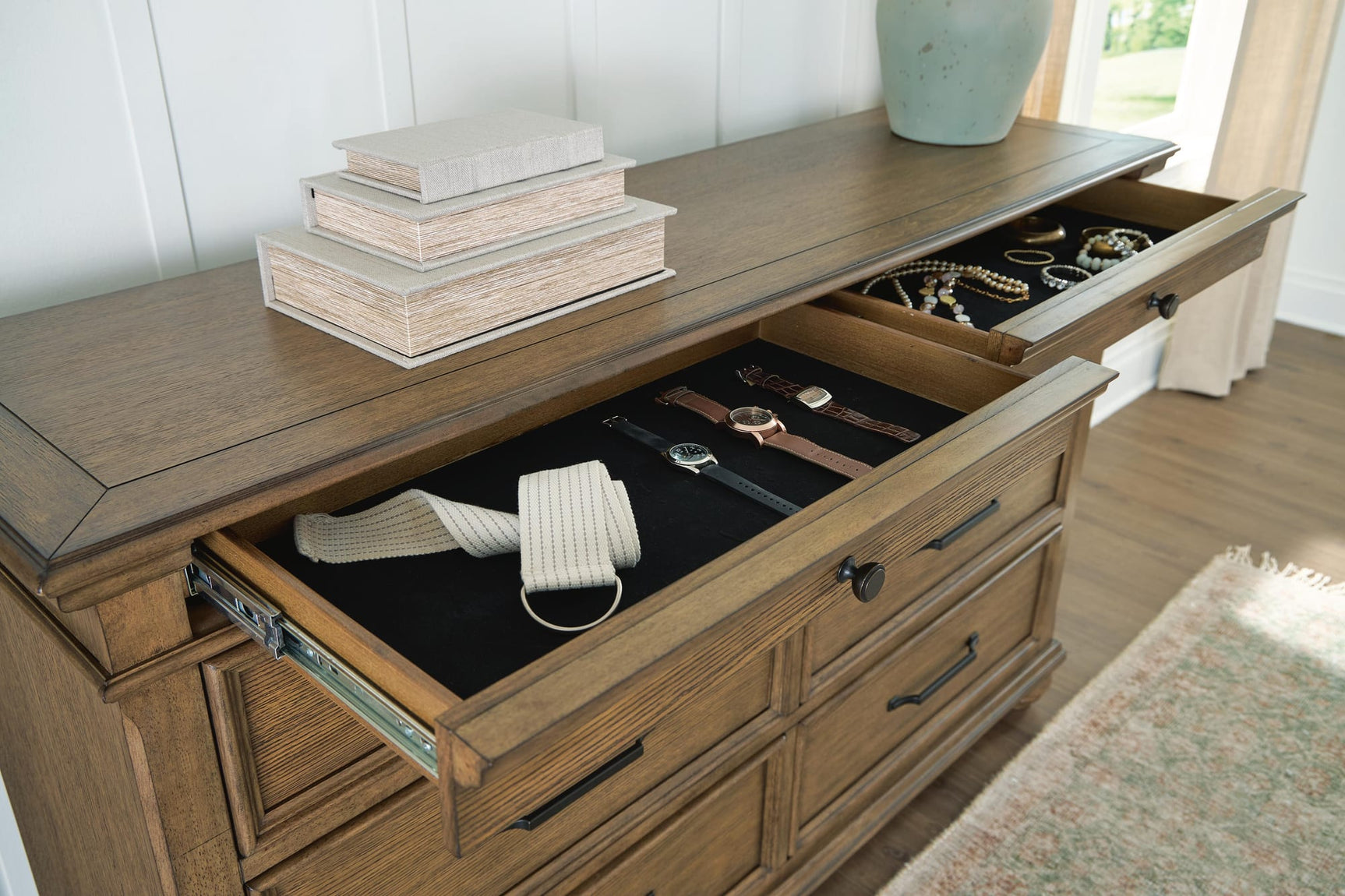 Karallin Medium Brown Dresser and Mirror detail view