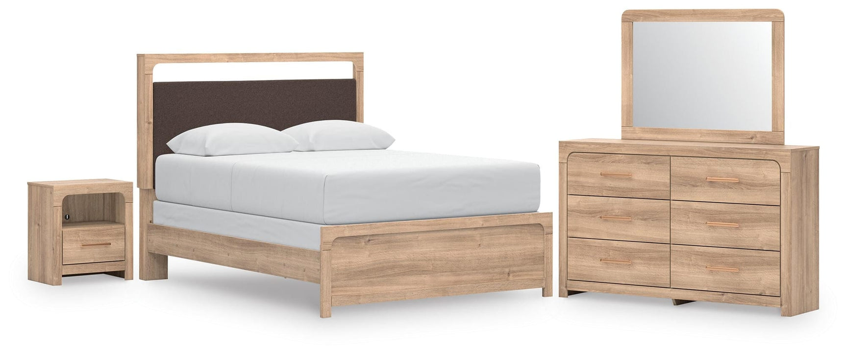 Kinlanni Tan Upholstered Panel Bedroom Set from Ella Furniture
