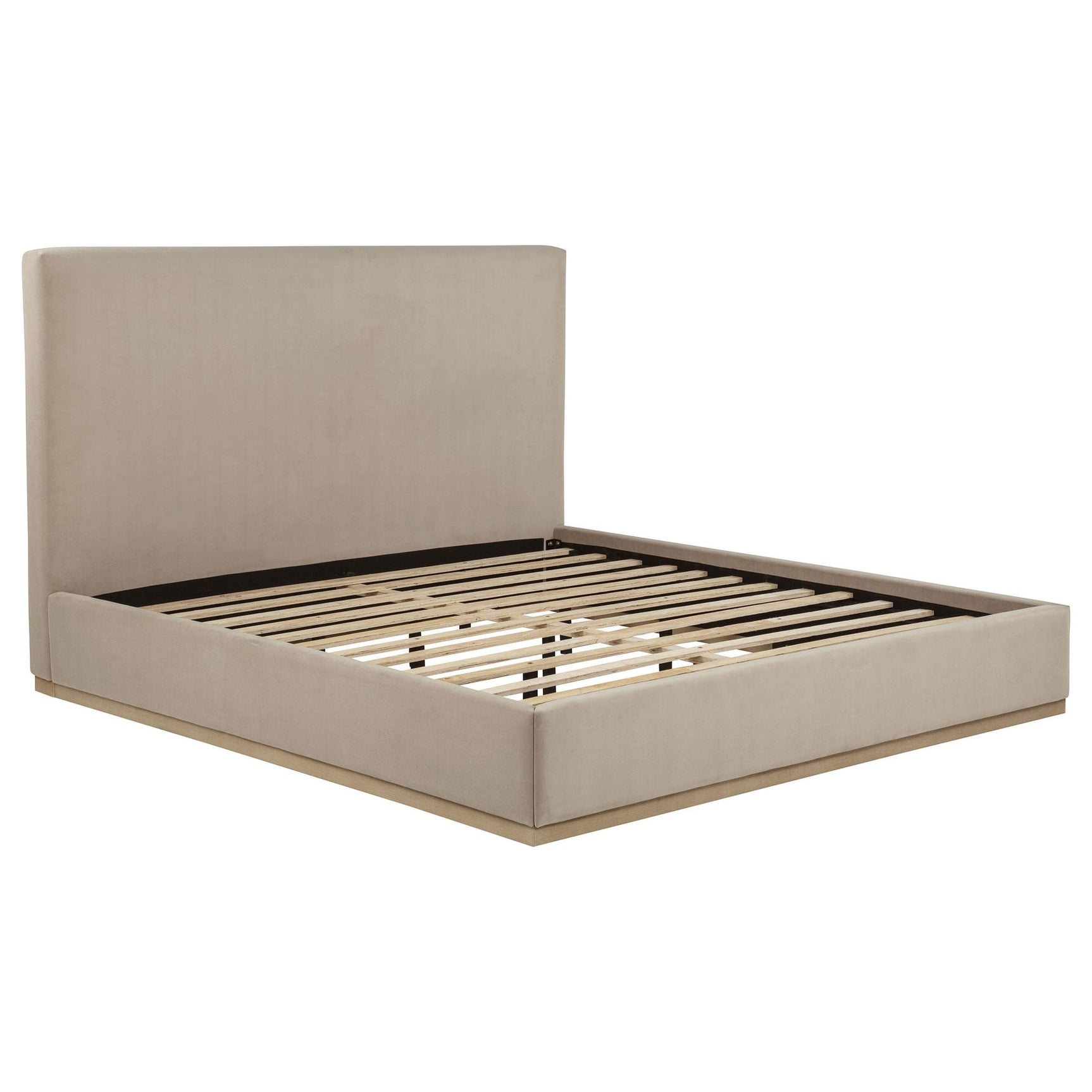 Knox Eastern King Fabric Upholstered Platform Bed Khaki from Ella Furniture