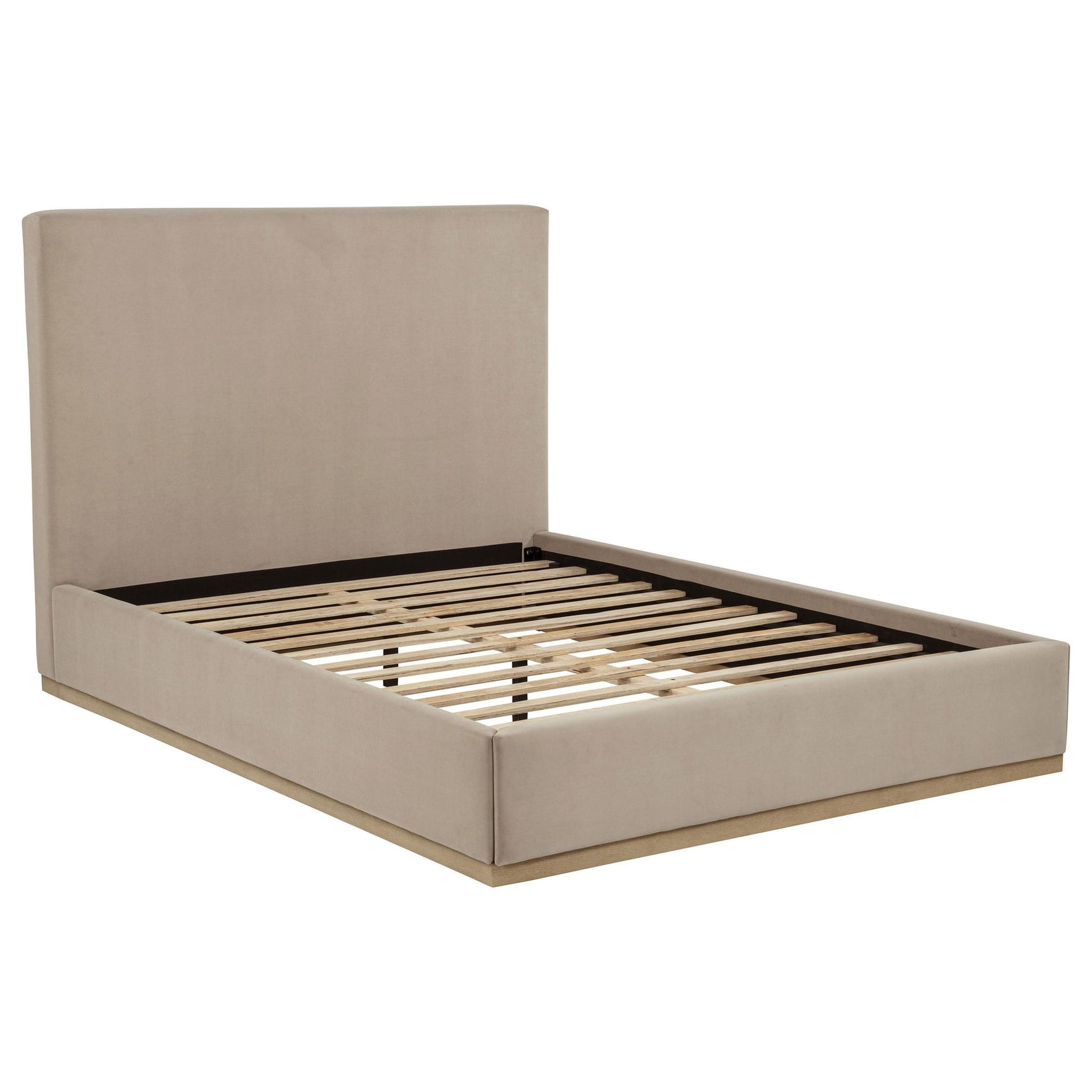 Knox Queen Fabric Upholstered Platform Bed Khaki from Ella Furniture