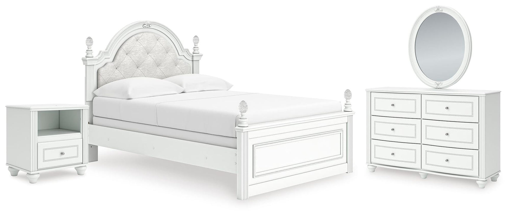 Kozlani White Upholstered Panel Bedroom Set from Ella Furniture