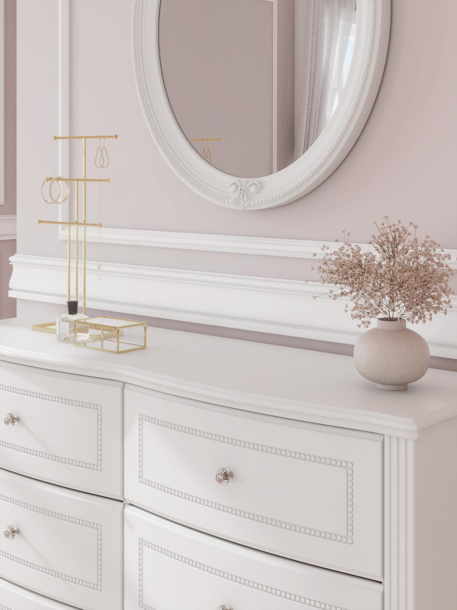 Kozlani White Upholstered Panel Bedroom Set detail view