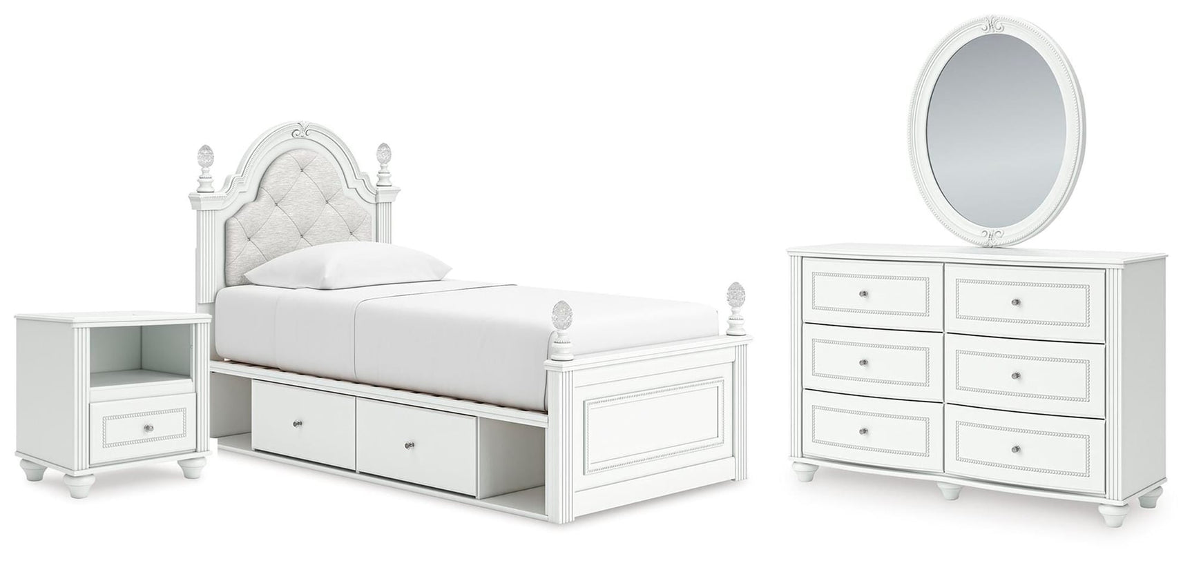 Kozlani White Upholstered Panel Storage Bedroom Set view 2