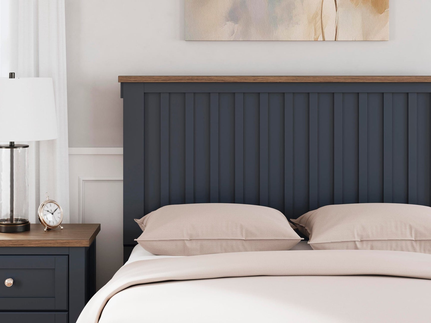 Landocken Brown/Blue Panel Bedroom Set Full 3: Bed, Dresser, Mirror from Ella Furniture