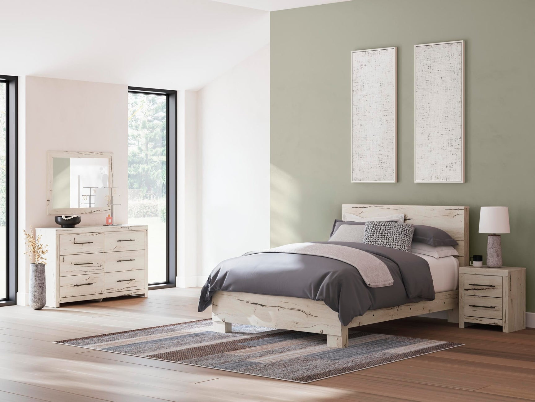 Lawroy Light Natural Panel Bedroom Set view 10