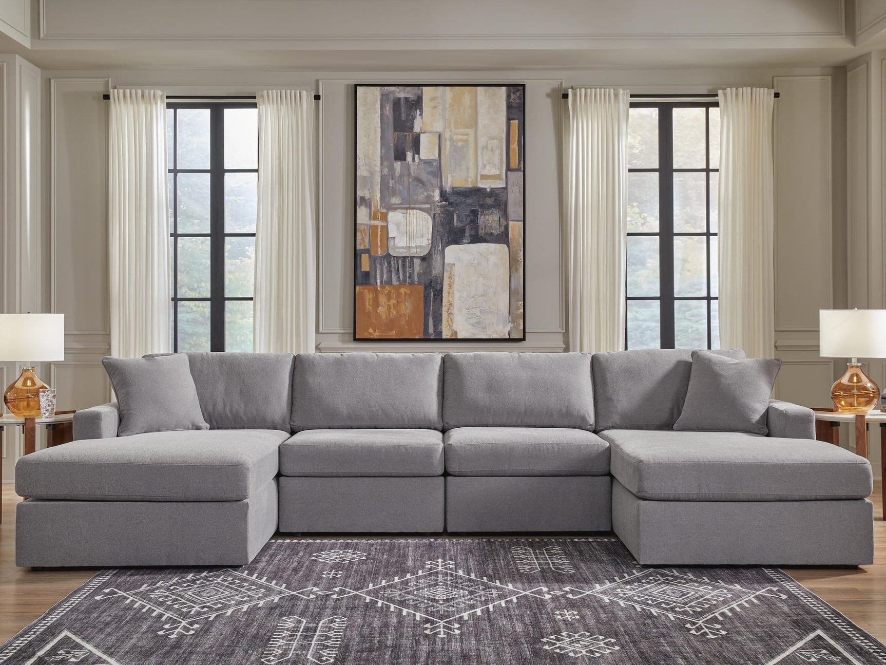Modmax Granite 4-Piece Double Storage Chaise Sectional from Ella Furniture
