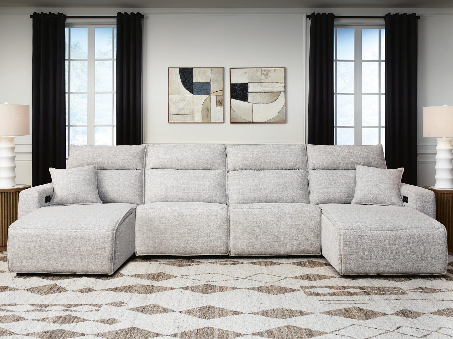 Modmax II Stone 4-Piece Reclining Sectional with Double Chaise view 2