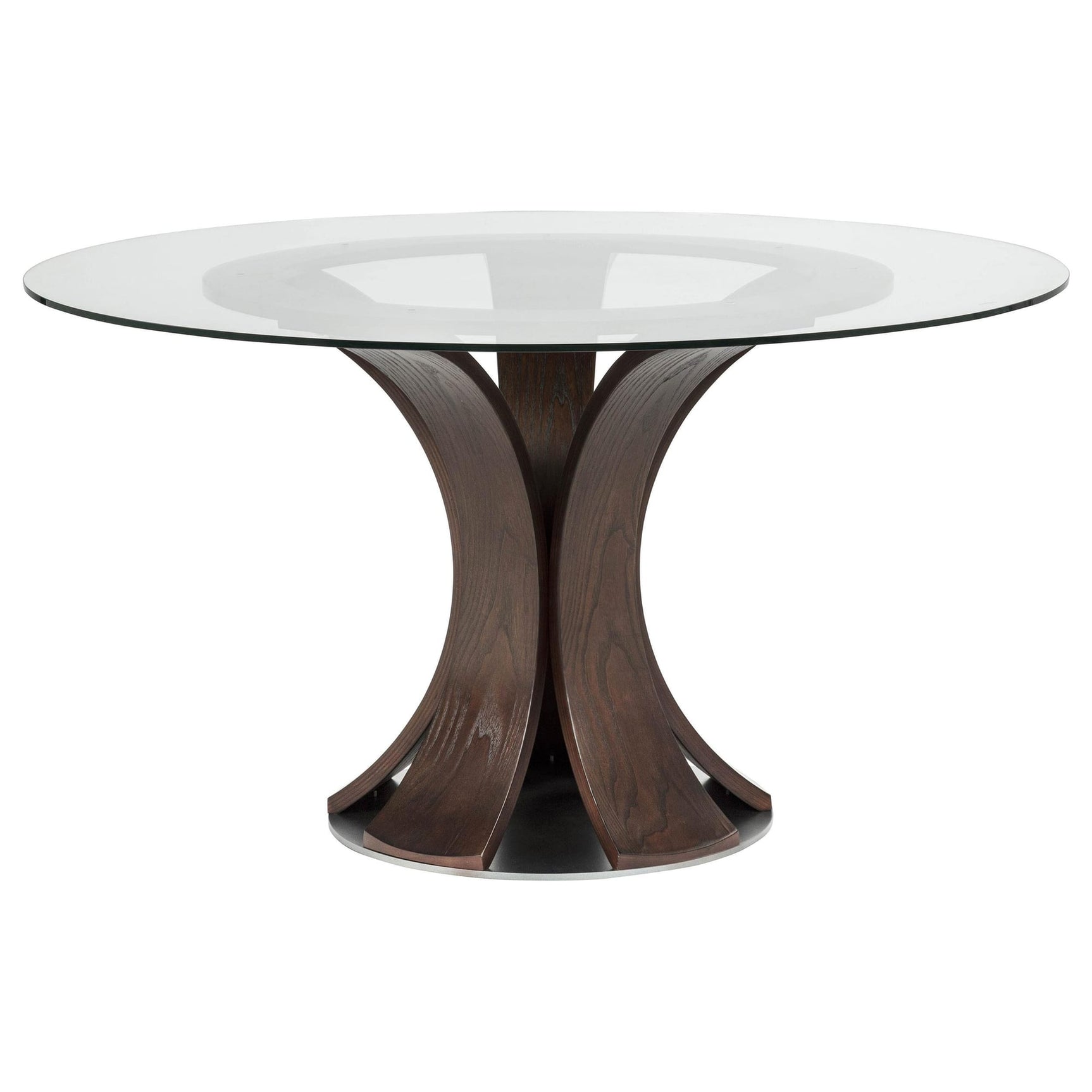 Naser 48-inch Round Glass Top Dining Table Dark Walnut from Ella Furniture