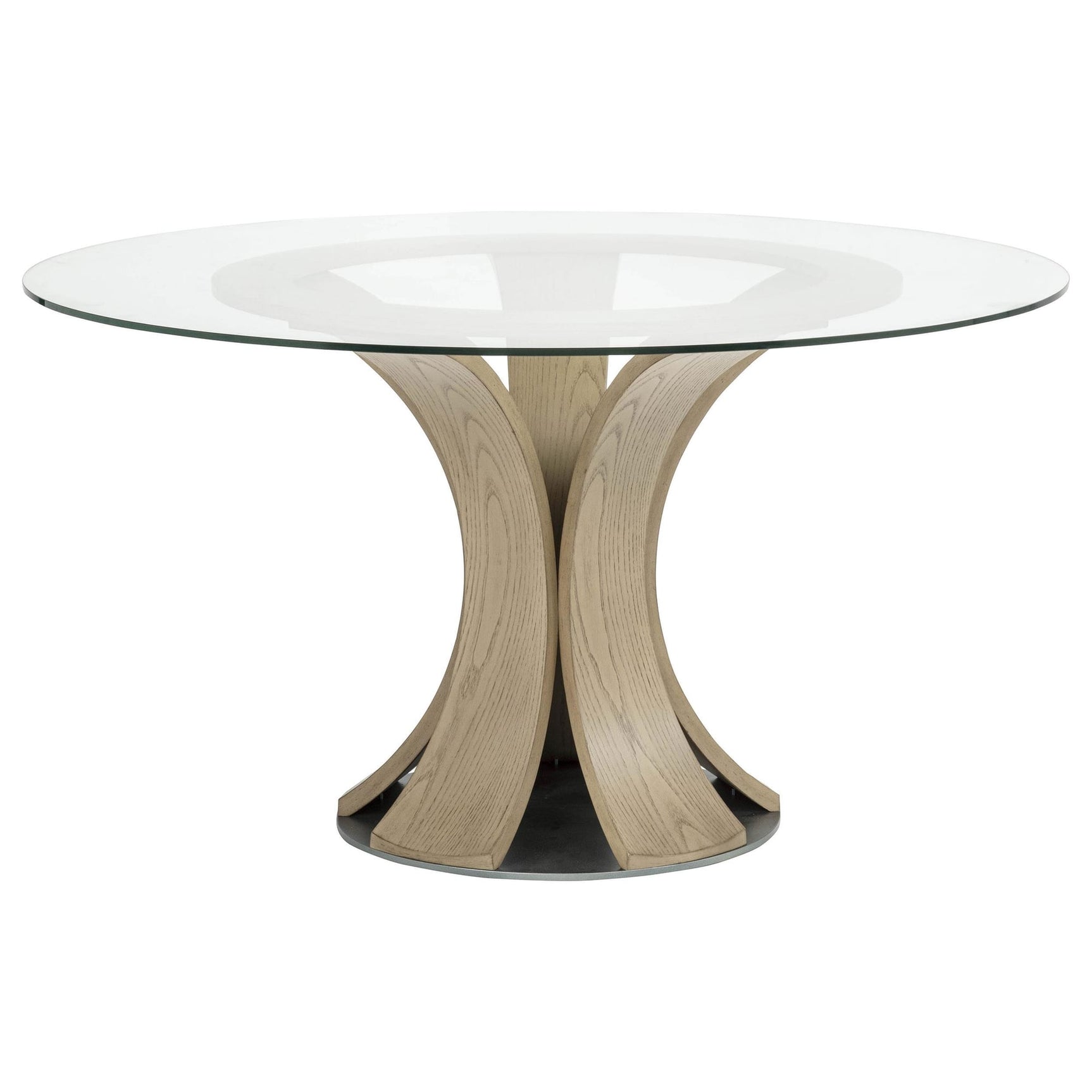 Naser 48-inch Round Glass Top Dining Table Light Oak from Ella Furniture