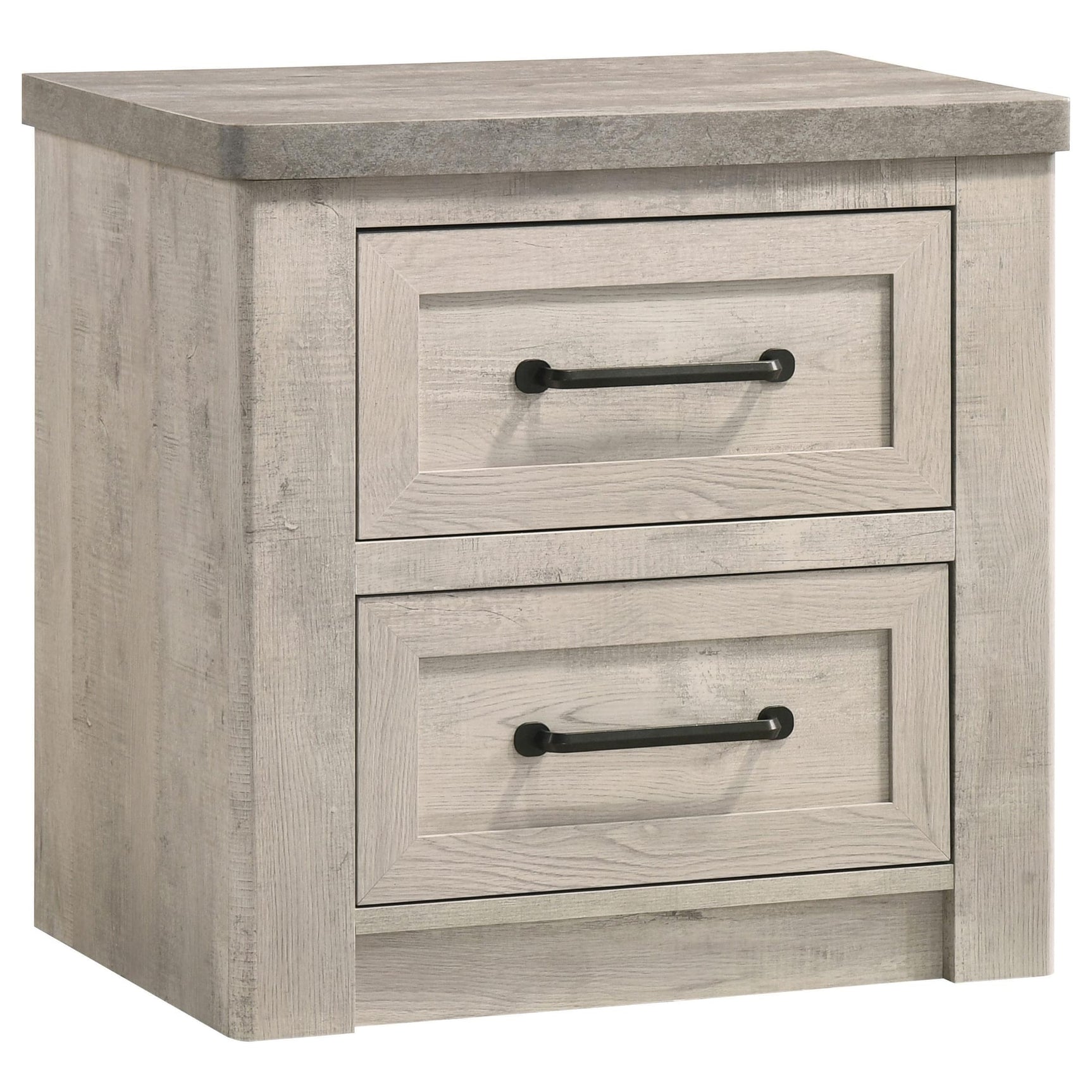 Nevado Farmhouse 2-Drawer Nightstand Grey and Weathered Taupe from Ella Furniture