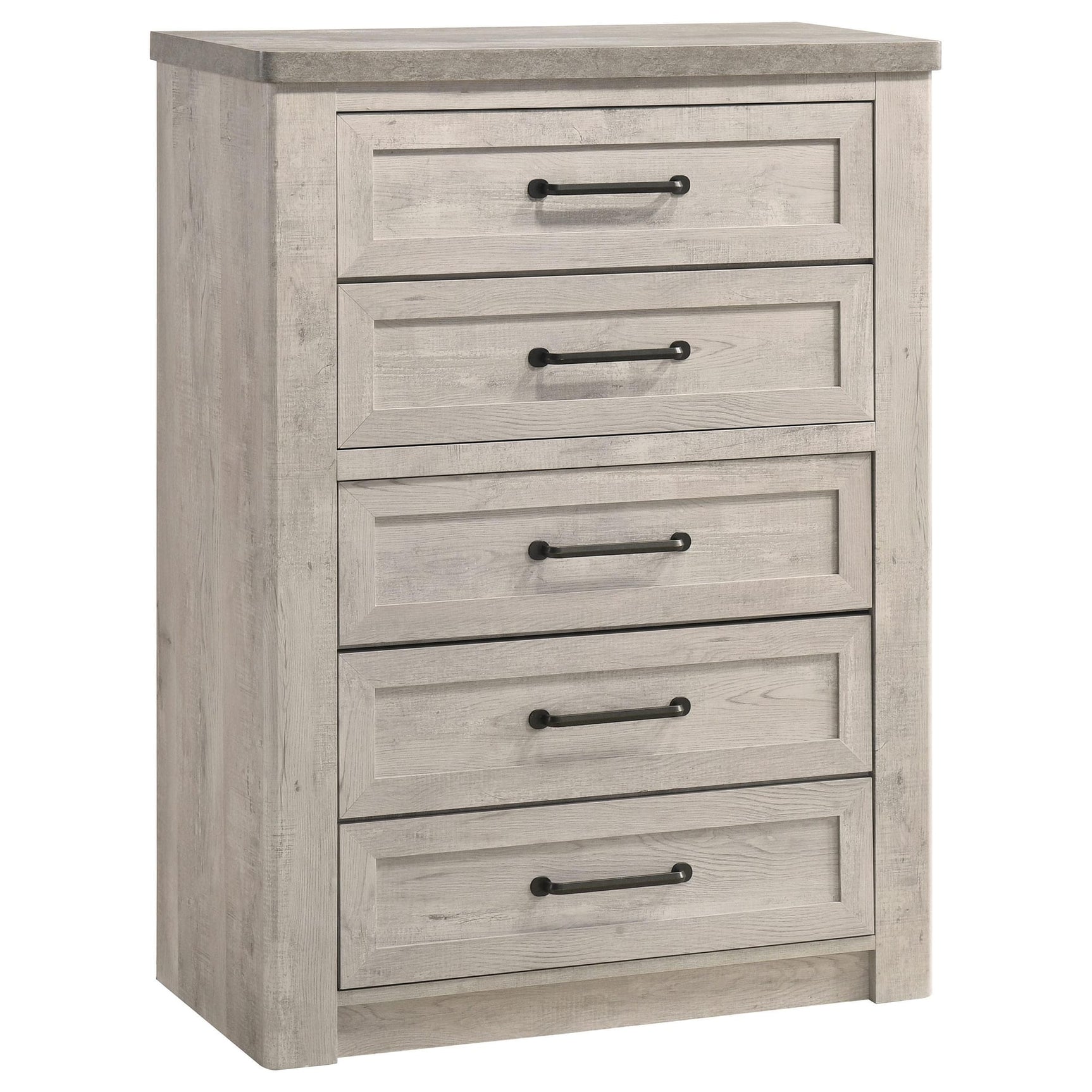 Nevado Farmhouse 5-Drawer Chest Grey and Weathered Taupe from Ella Furniture