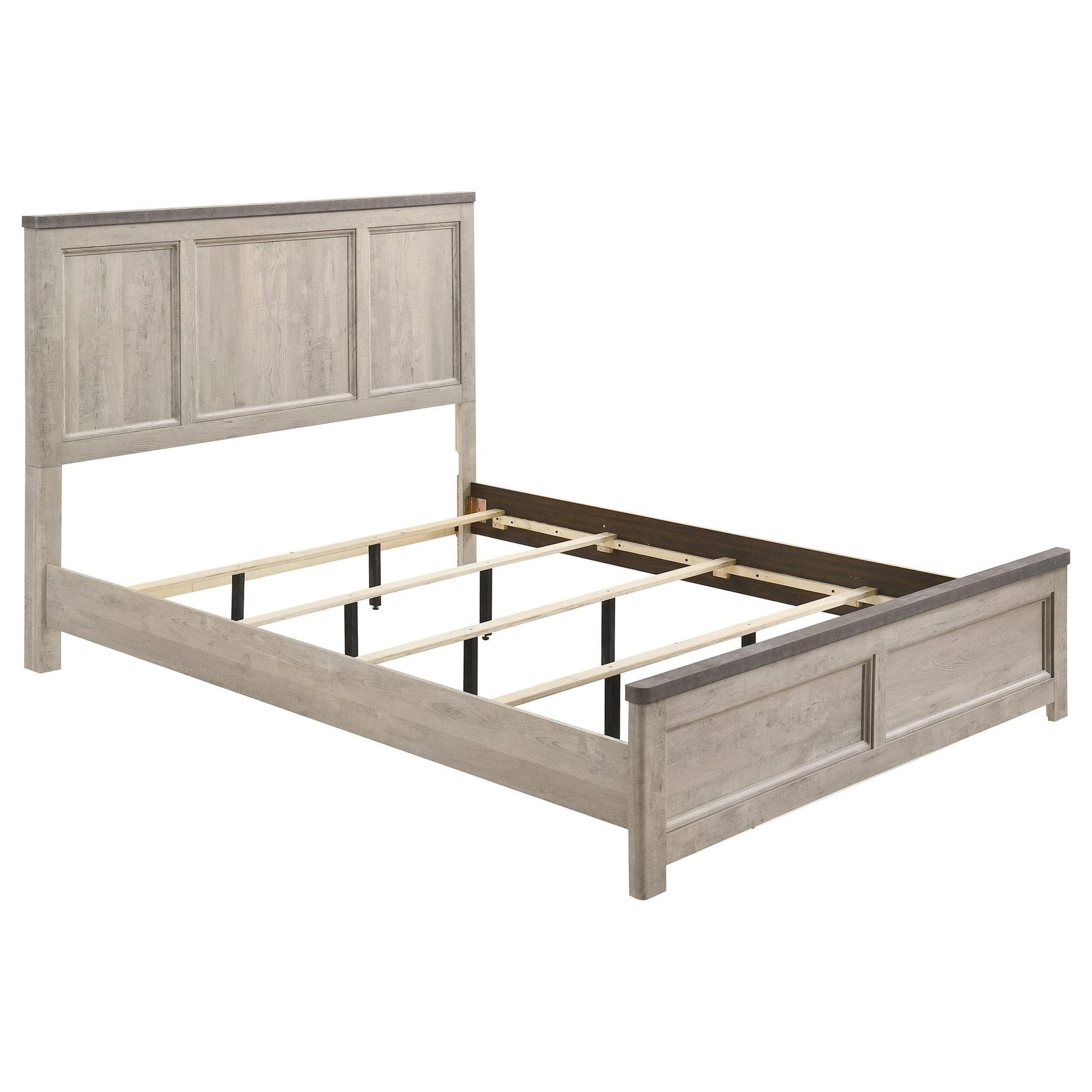 Nevado Farmhouse Eastern King Panel Bed Grey and Weathered Taupe from Ella Furniture