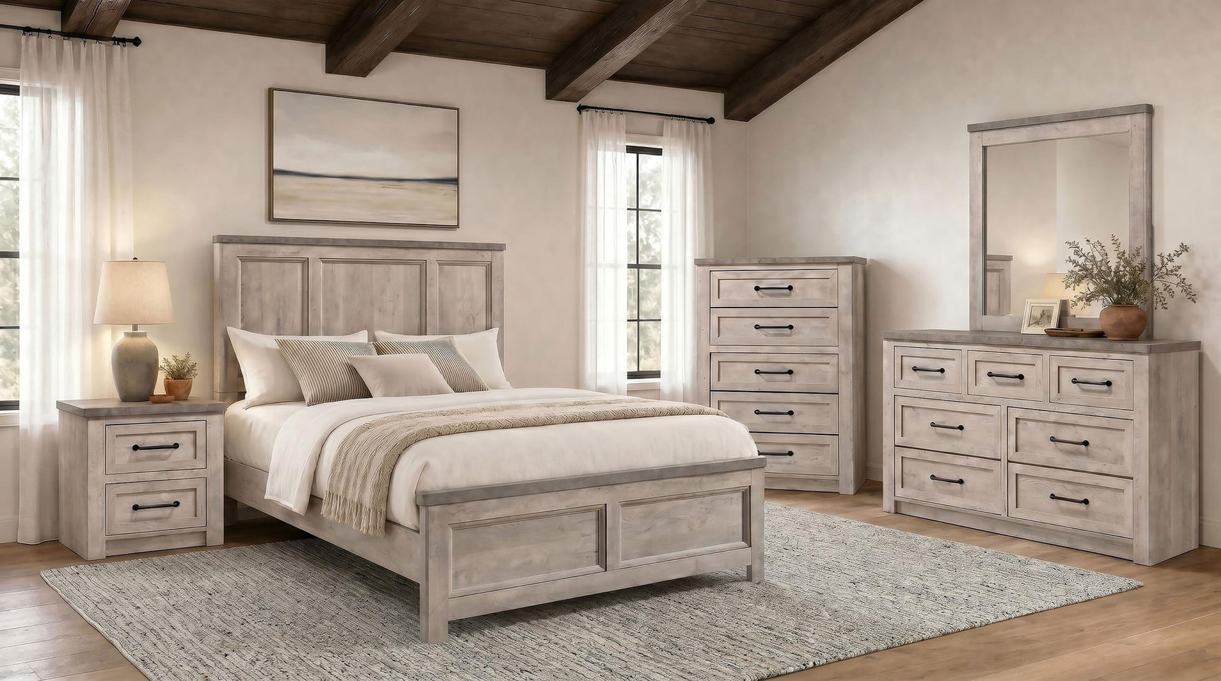 Nevado Farmhouse Queen Panel Bed Grey and Weathered Taupe view 11