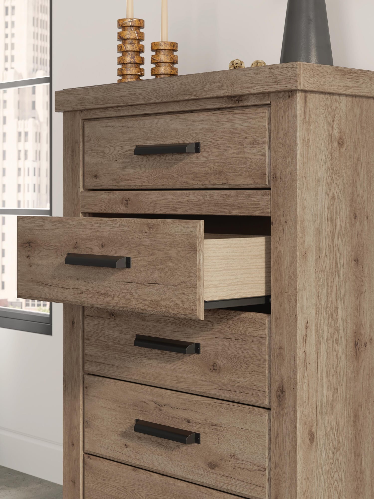 Oliandon Light Brown Panel Bedroom Set detail view