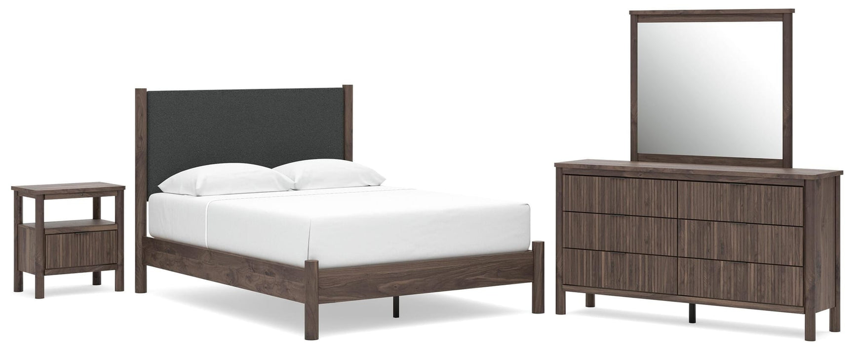 Pamytta Brown Upholstered Platform Bedroom Set from Ella Furniture