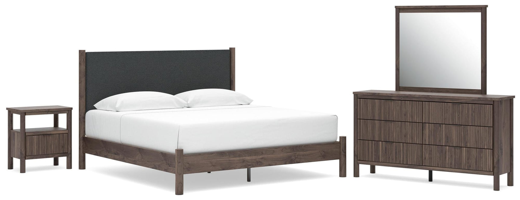Pamytta Brown Upholstered Platform Bedroom Set view 4